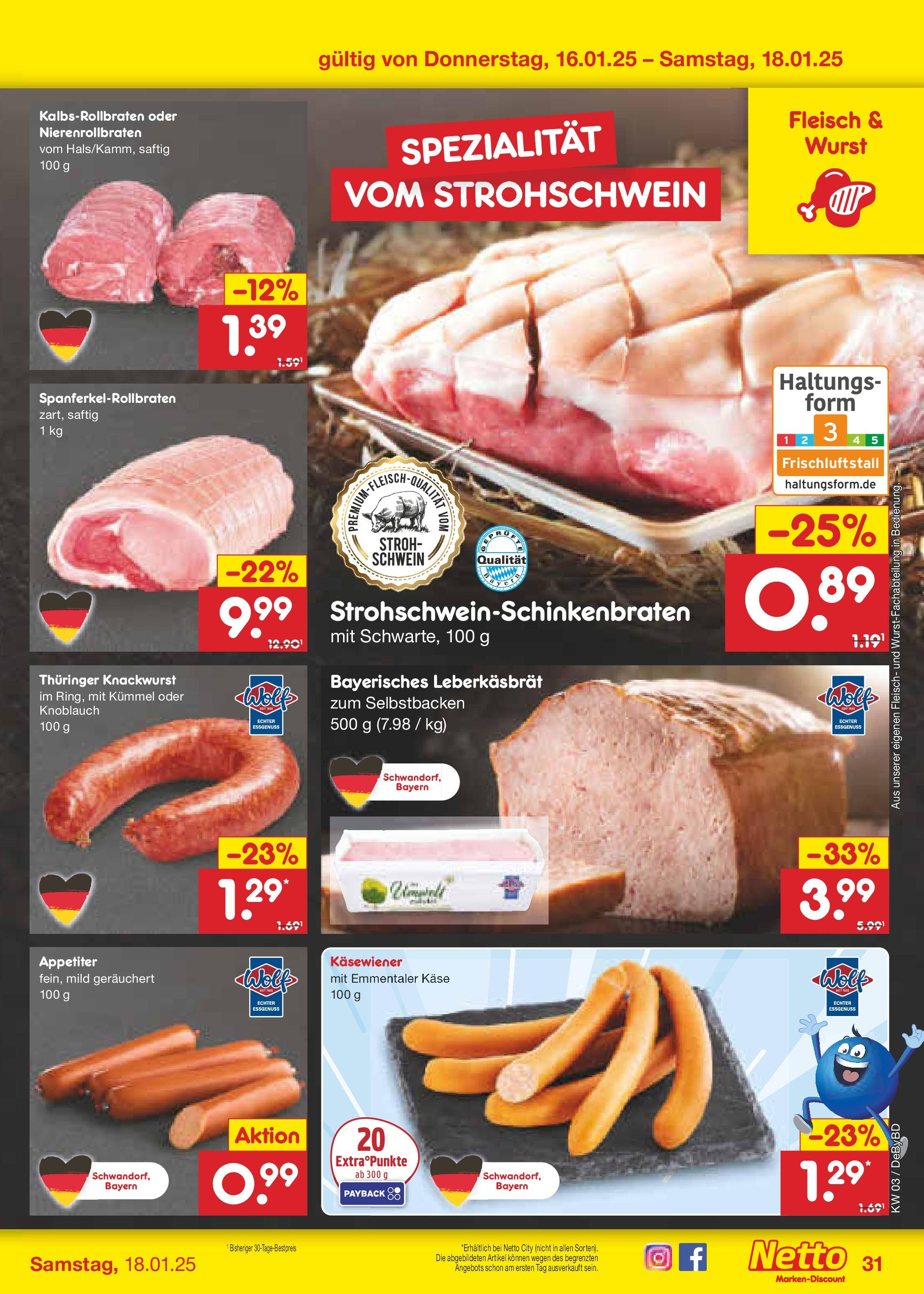 Netto Marken-Discount - Netto: Wochenangebote (ab 12.01.2025) » Angebote | Seite: 45 | Produkte: Käse, Wurst, Knoblauch, Fleisch