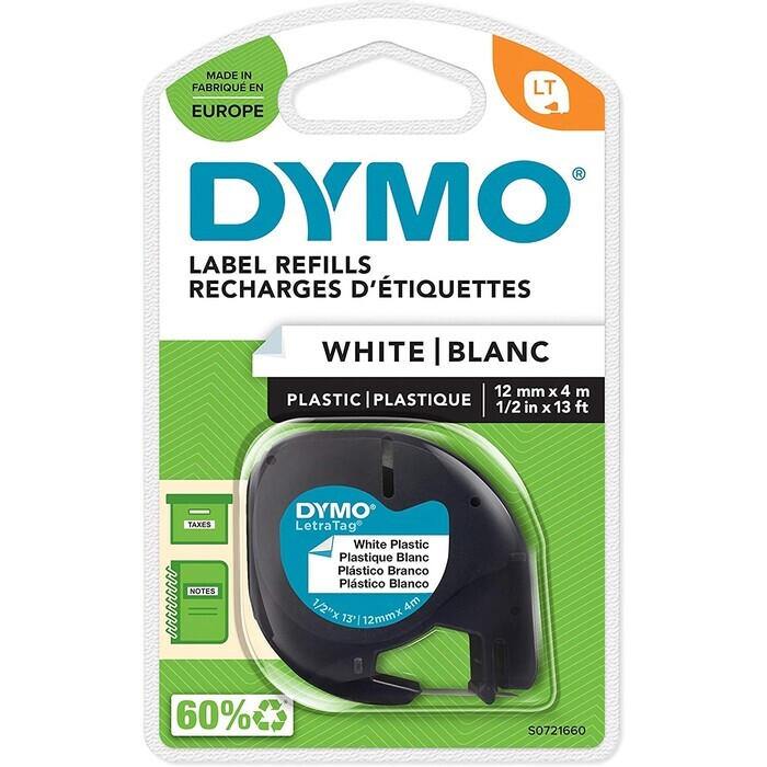 DYMO LT-Band Plastik 12mm x 4m schwarz auf weiß