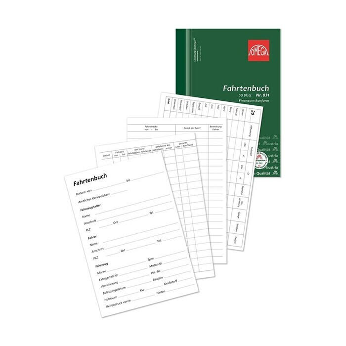 OMEGA DRUCK Fahrtenbuch A5 hoch 50 Blatt