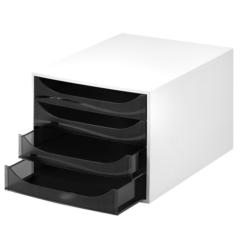 Schubladenbox mit 4 Laden grau/schwarz