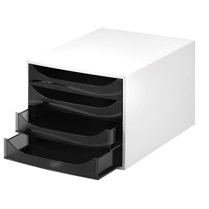 Schubladenbox mit 4 Laden grau/schwarz