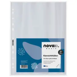 NOVOOO Basic Klarsichthüllen A4 50 mµ glatt 50 Stück