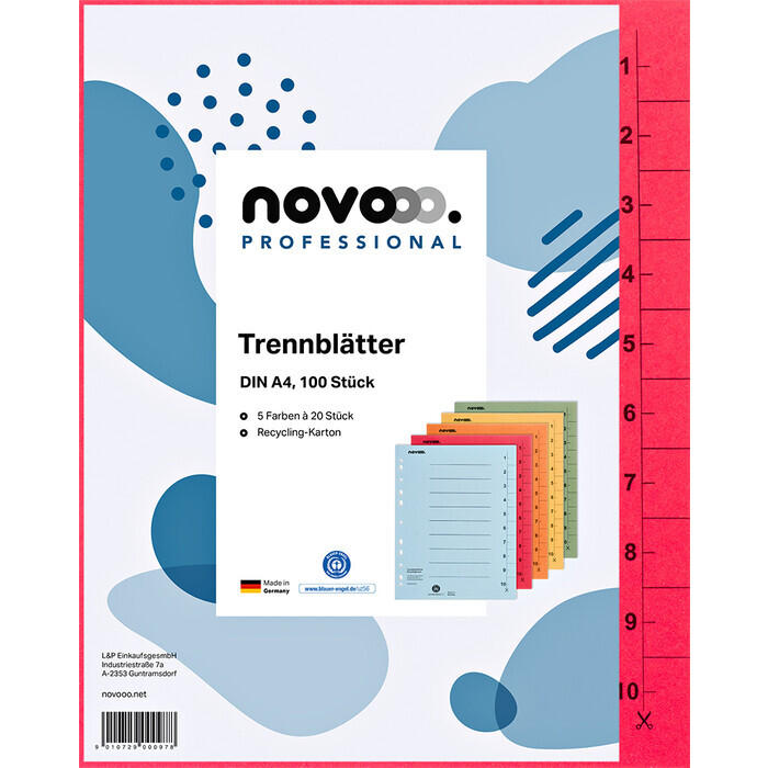 NOVOOO Professional Trennblätter A4 100 Stück mehrere Farben