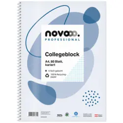NOVOOO Professional Collegeblock A4 80 Blatt kariert