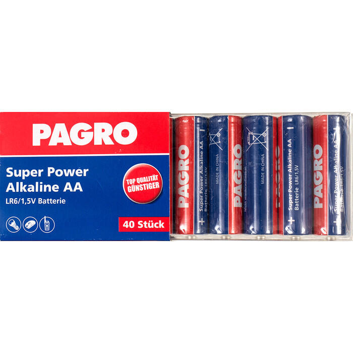 PAGRO Batterie Super Power Alkaline AA 40 Stück