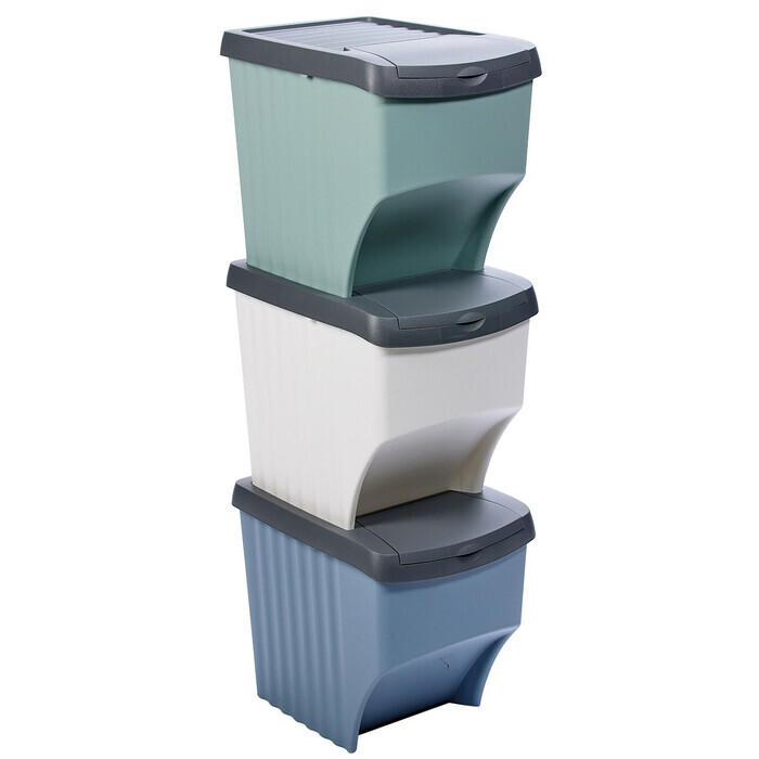 Recycling Behälter 3er Set mehrere Farben