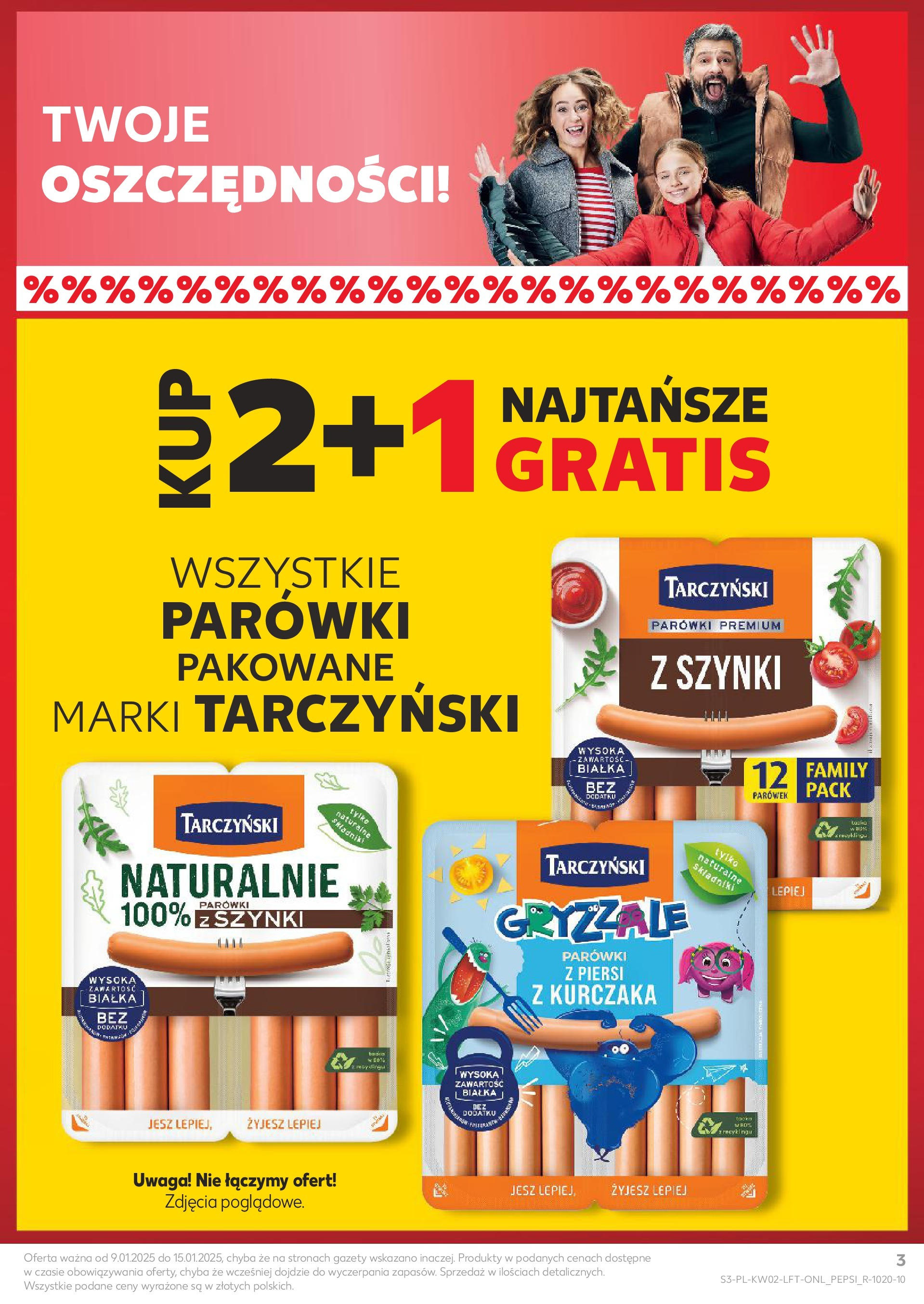 Kaufland gazetka od 09.01.2025 - od jutra PDF | Strona: 3 | Produkty: Piersi, Parówki, Parówki tarczyński