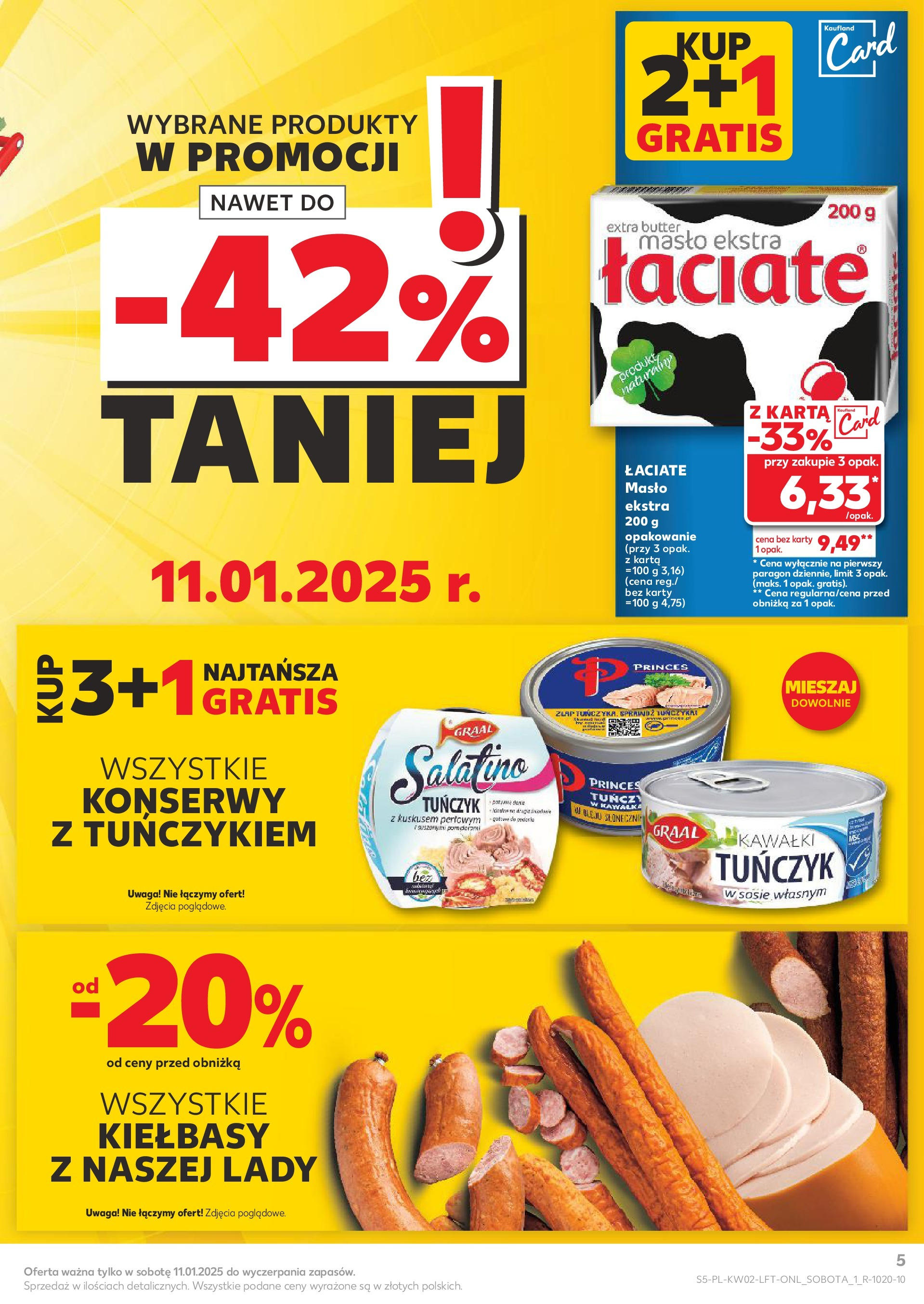 Kaufland gazetka od 09.01.2025 - od jutra PDF | Strona: 5 | Produkty: Karta, Tuńczyk, Słonecznik, Masło