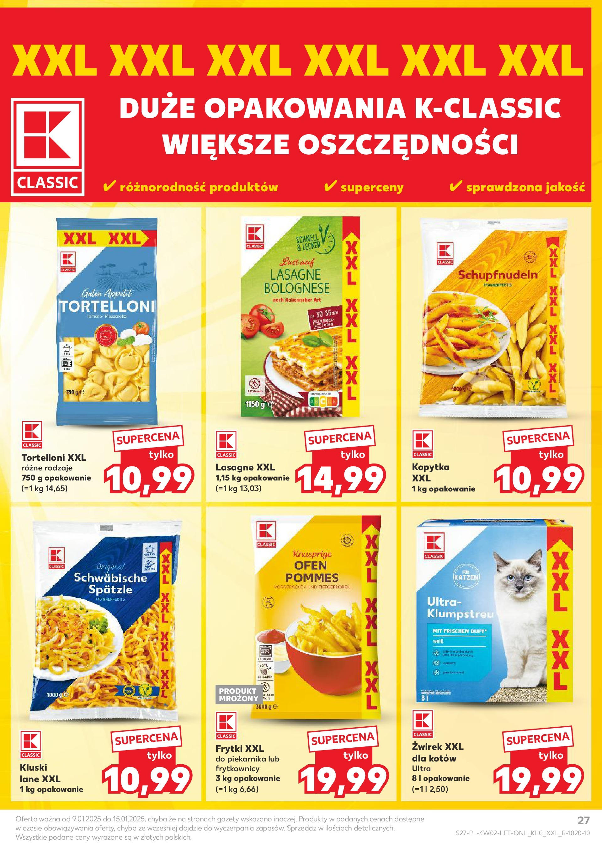 Kaufland gazetka od 09.01.2025 - od jutra PDF | Strona: 27 | Produkty: Lasagne, Kopytka, Frytki