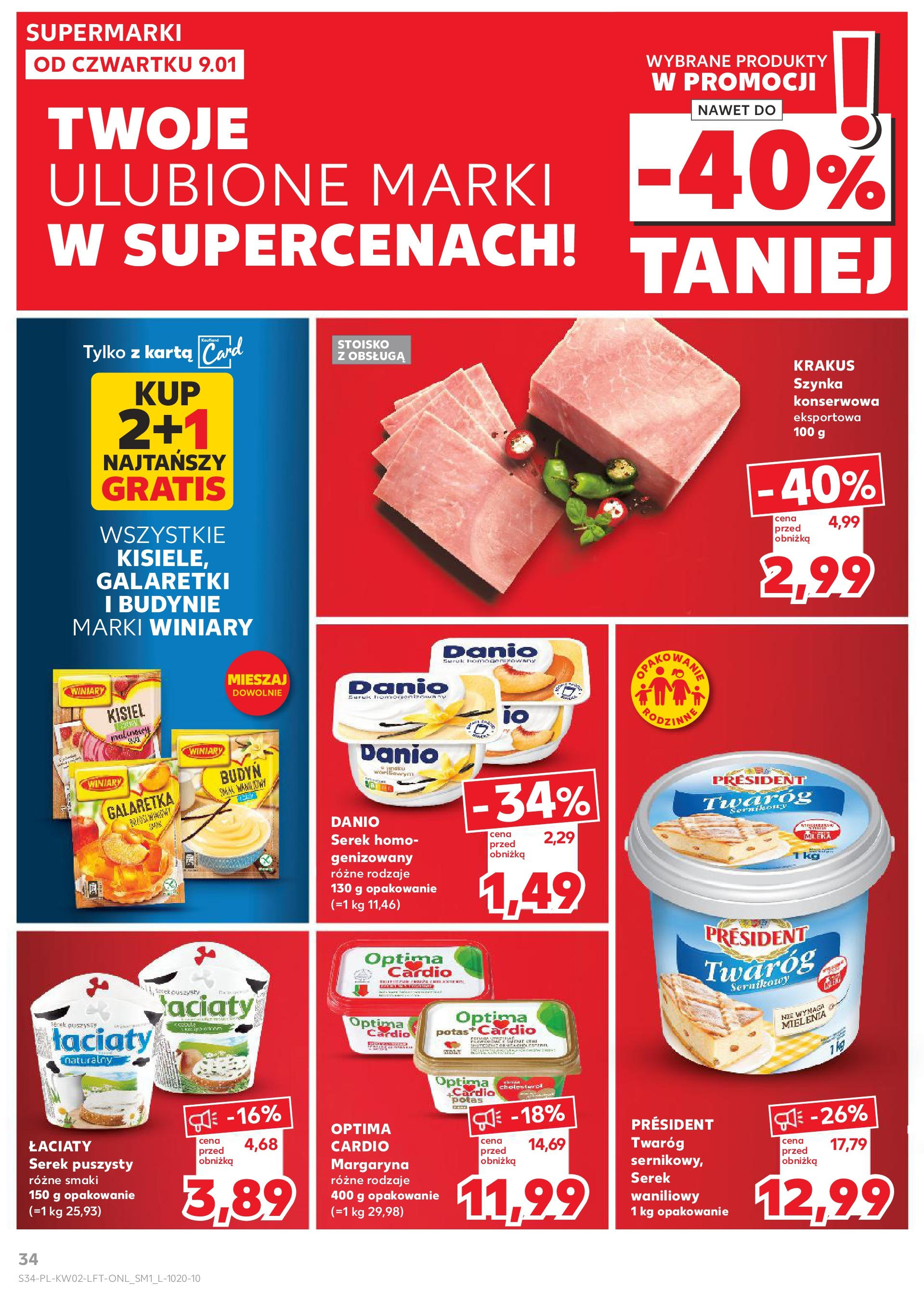 Kaufland gazetka od 09.01.2025 - od jutra PDF | Strona: 34 | Produkty: Karta, Serek, Szynka, Margaryna