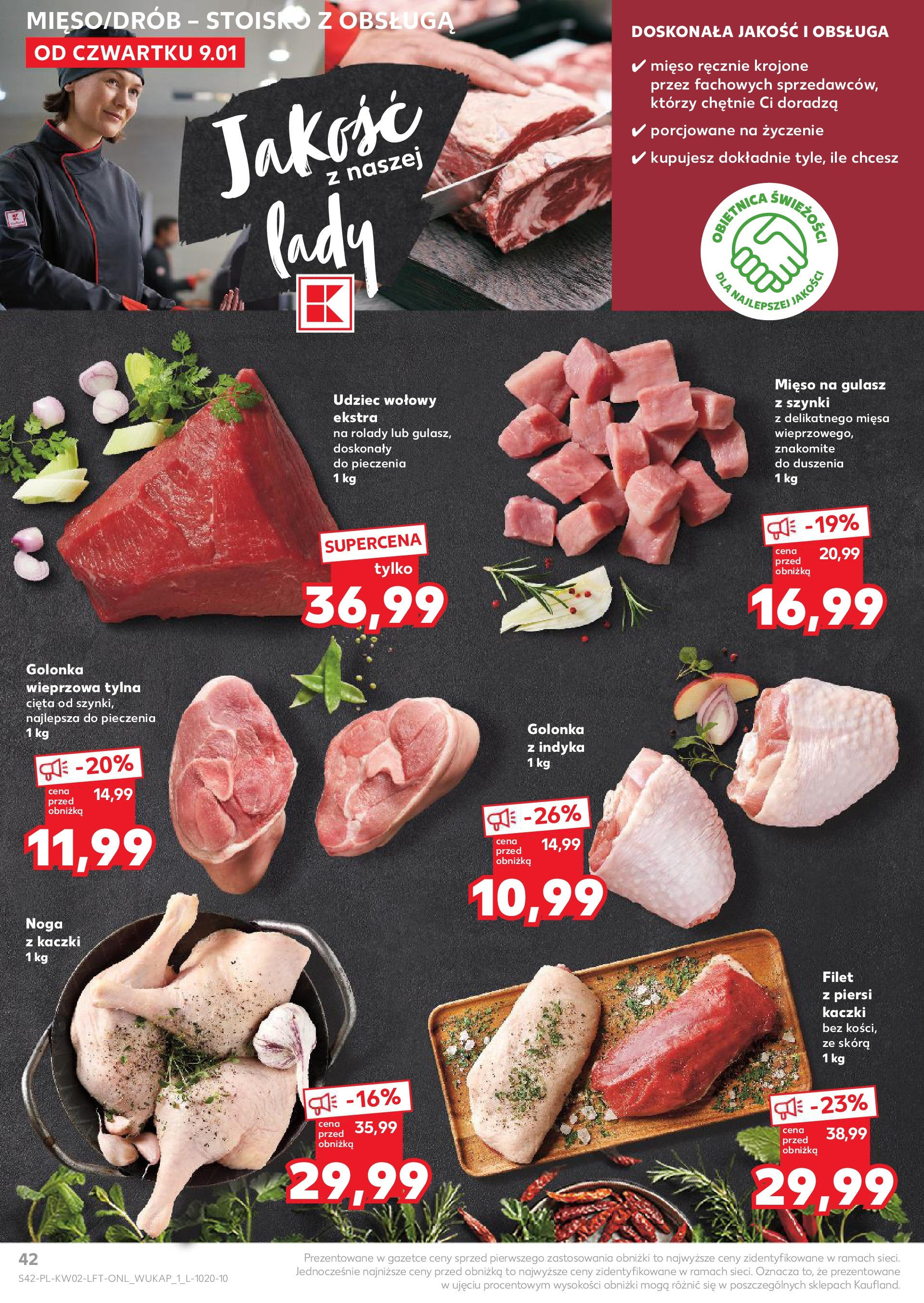 Kaufland gazetka od 09.01.2025 - od jutra PDF | Strona: 42 | Produkty: Piersi, Golonka wieprzowa, Noga z kaczki, Gulasz