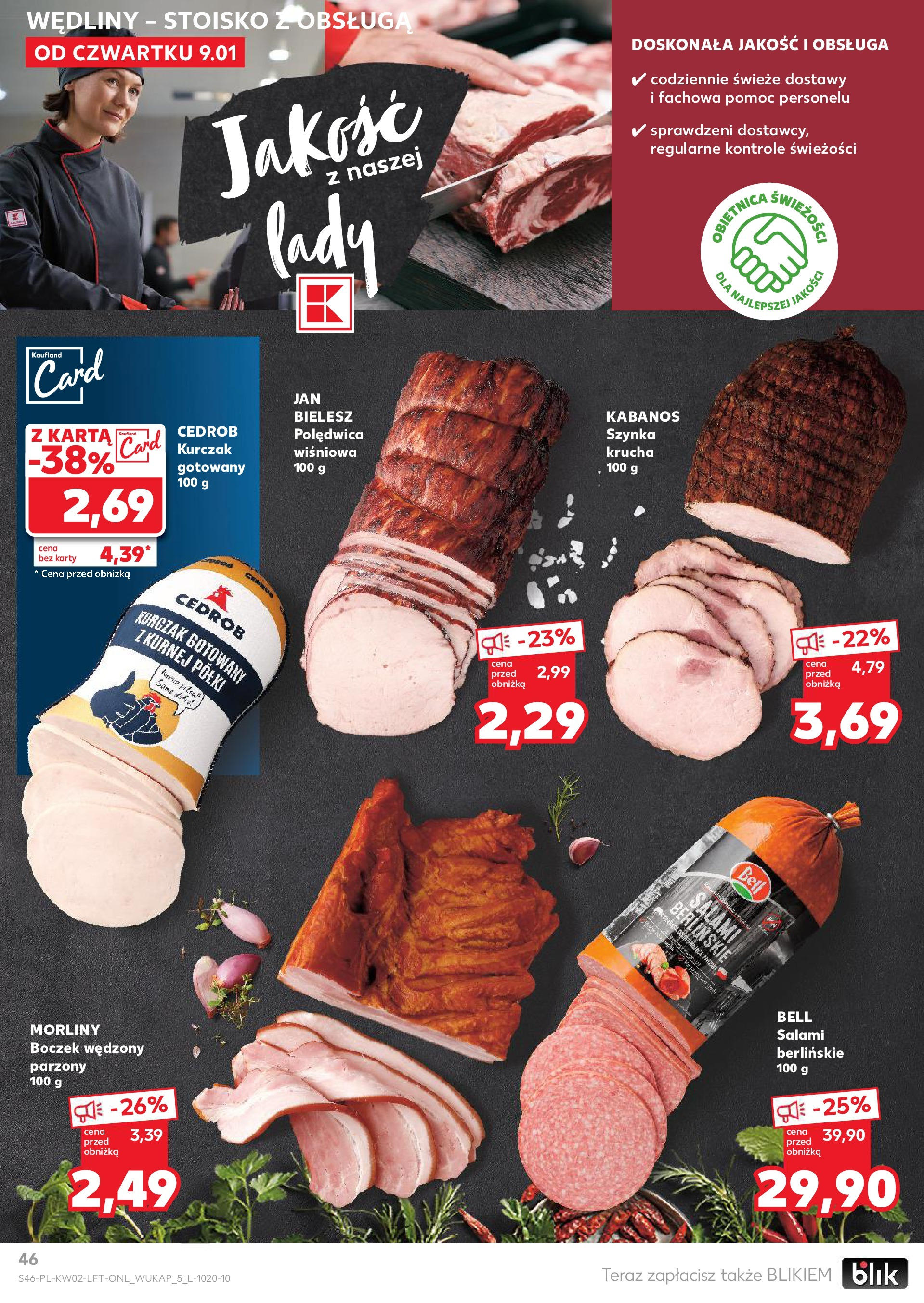 Kaufland gazetka od 09.01.2025 - od jutra PDF | Strona: 46 | Produkty: Kurczak, Boczek, Salami, Wędliny