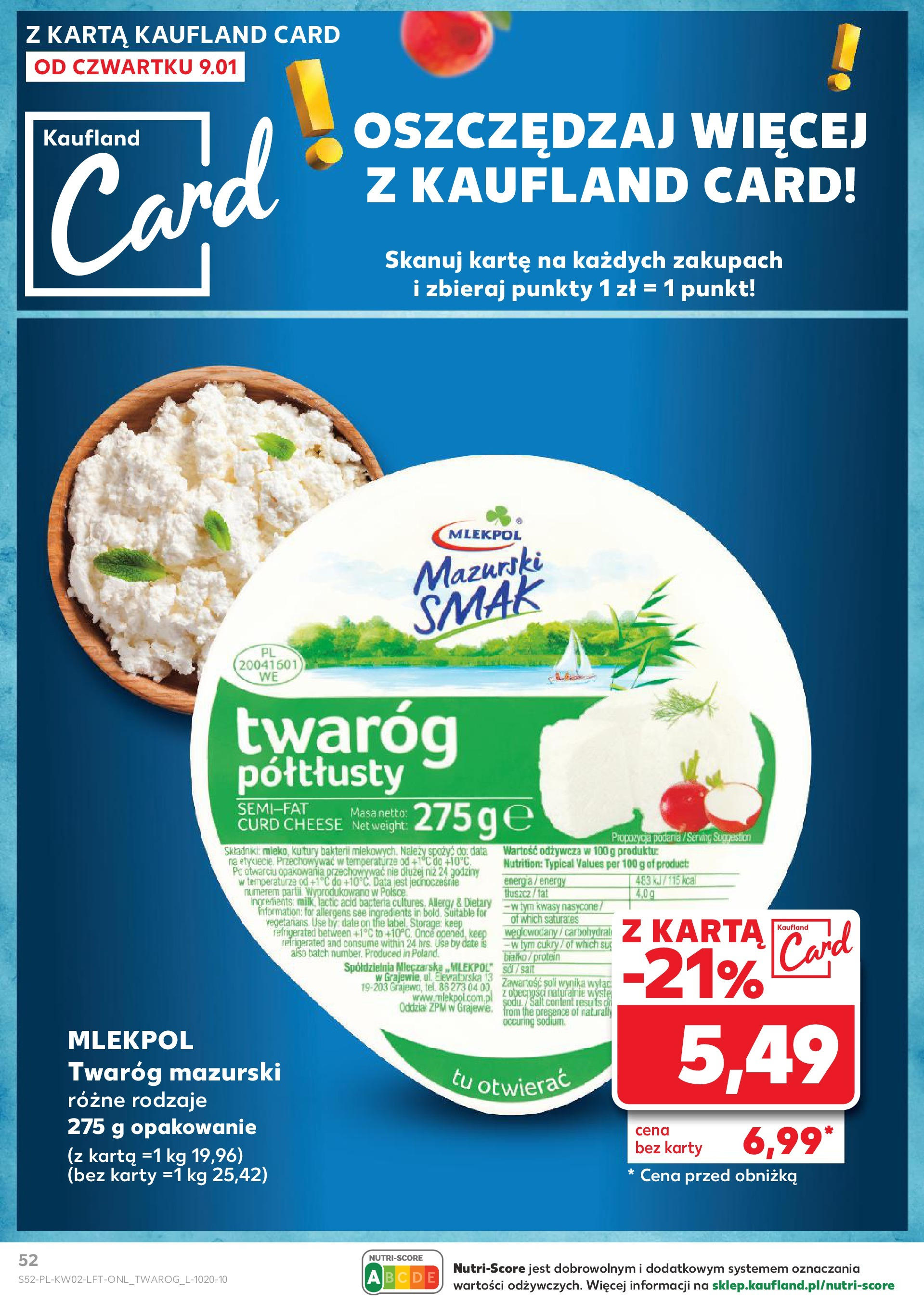 Kaufland gazetka od 09.01.2025 - od jutra PDF | Strona: 52 | Produkty: Karta, Twaróg półtłusty, Twaróg, Sól