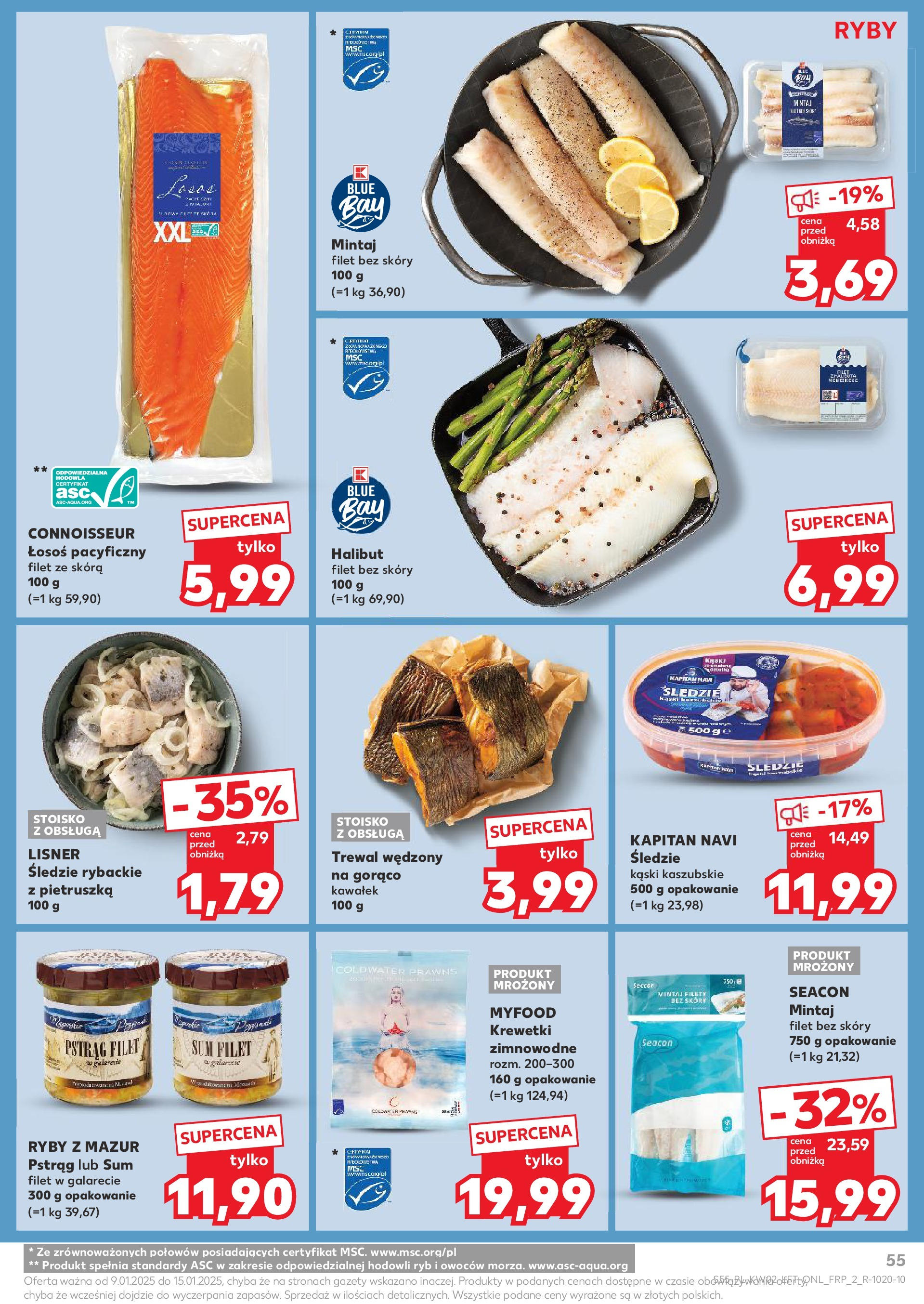 Kaufland gazetka od 09.01.2025 - od jutra PDF | Strona: 55 | Produkty: Pietruszka, Krewetki, Halibut, Łosoś