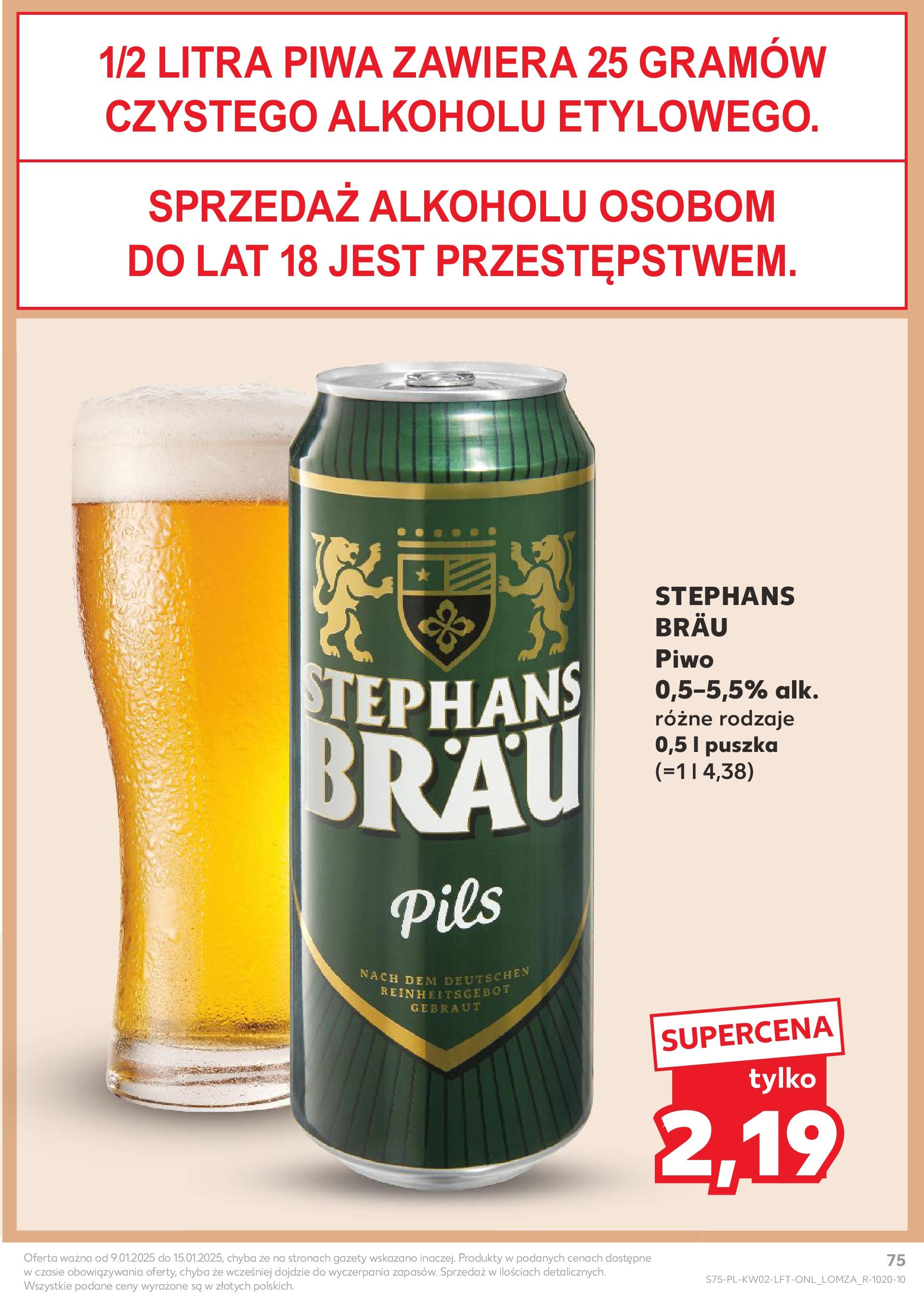 Kaufland gazetka od 09.01.2025 - od jutra PDF | Strona: 75 | Produkty: Piwo