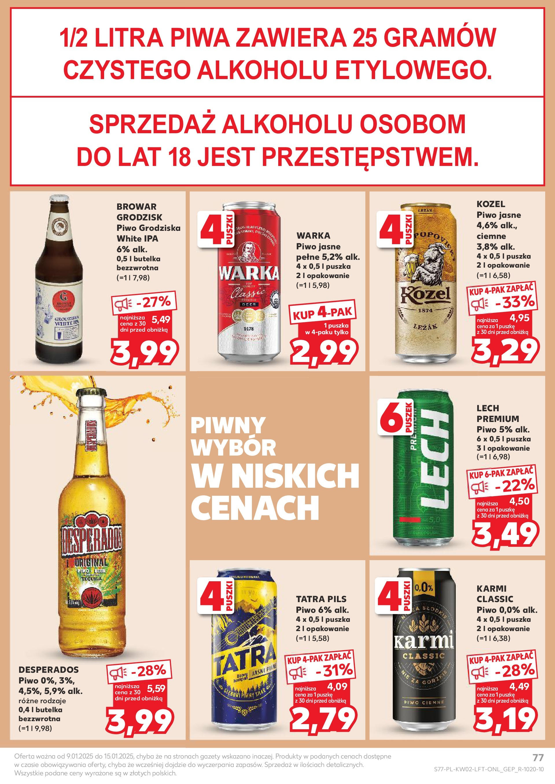 Kaufland gazetka od 09.01.2025 - od jutra PDF | Strona: 77 | Produkty: Leżak, Warka, Tequila, Piwo