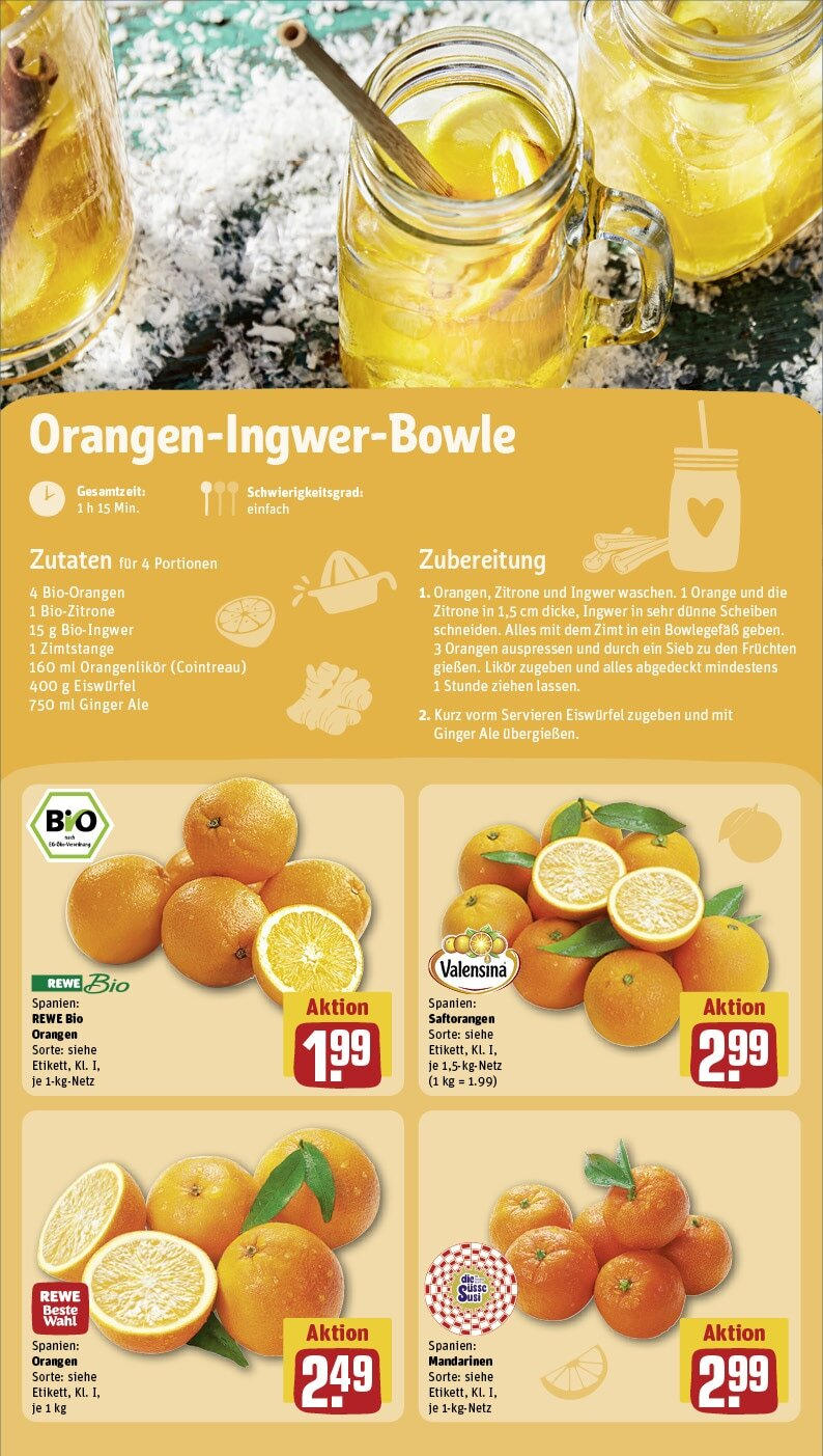 Rewe - Biberach, Eisenbahnstr. 9/11 (ab 13.01.2025) zum Blättern » Angebote | Seite: 11 | Produkte: Mandarinen, Orangen, Valensina, Zitrone