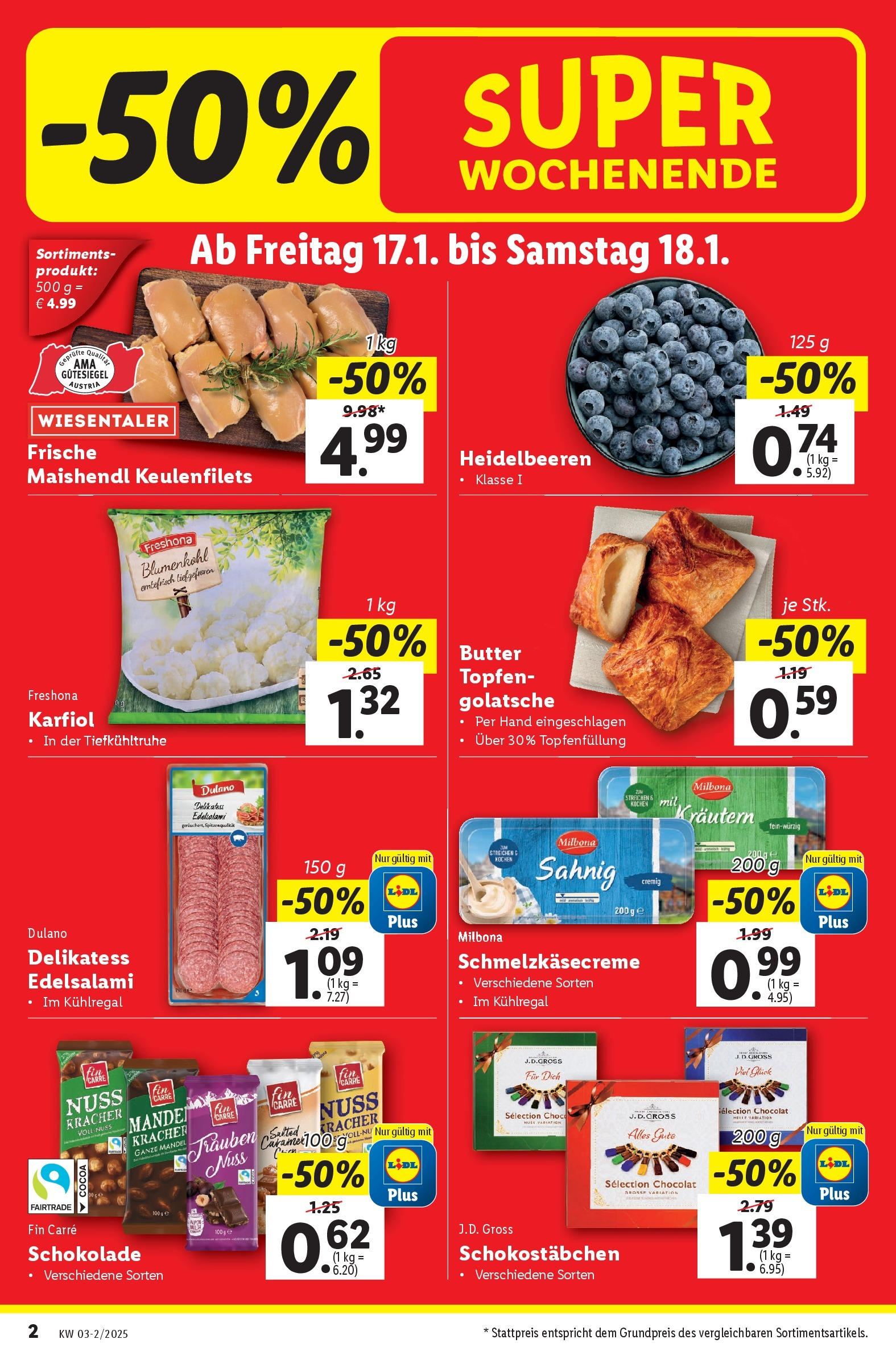 Lidl Flugblatt - Wien ab 16.01.2025 - Angebote ab donnerstag | Seite: 2 | Produkte: Blumenkohl, Butter, Schokolade