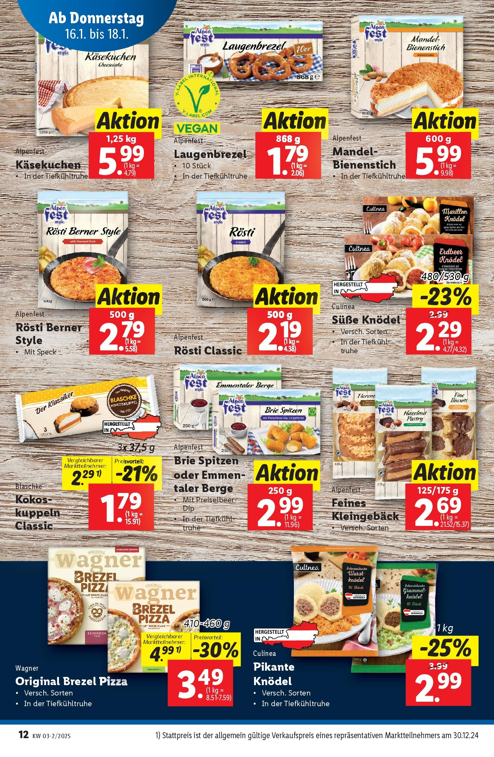 Lidl Flugblatt - Wien ab 16.01.2025 - Angebote ab donnerstag | Seite: 12 | Produkte: Wurst, Schinken, Pizza