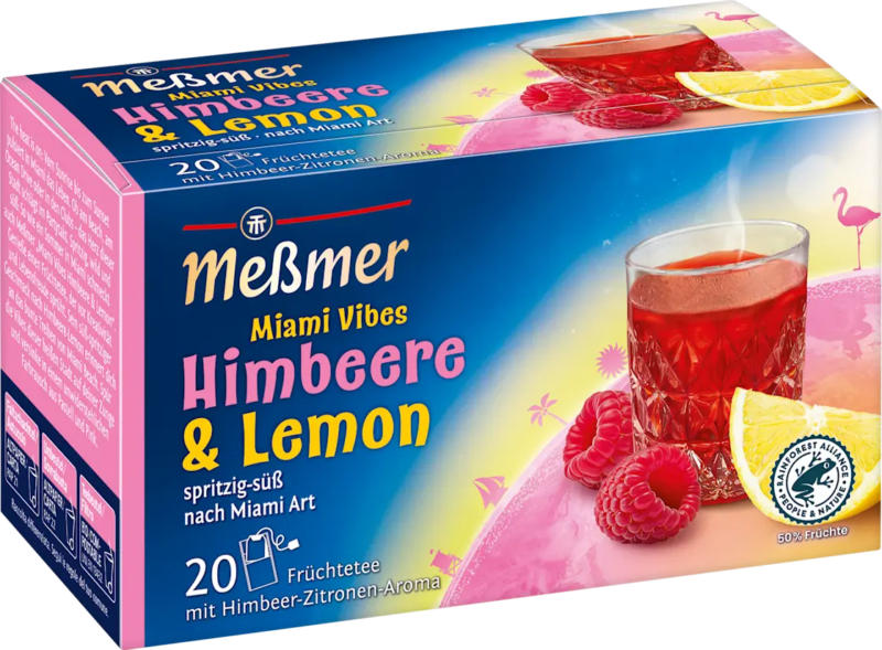 Meßmer Früchtetee mit Himbeere & Lemon 'Miami Vibes' (20 x 2,5 g)