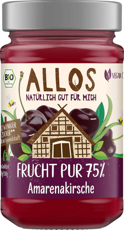 ALLOS Fruchtaufstrich, Frucht Pur Amarenakirsche 75% Frucht