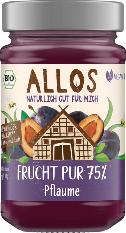 Allos Fruchtaufstrich, Frucht Pur Pflaume 75% Frucht