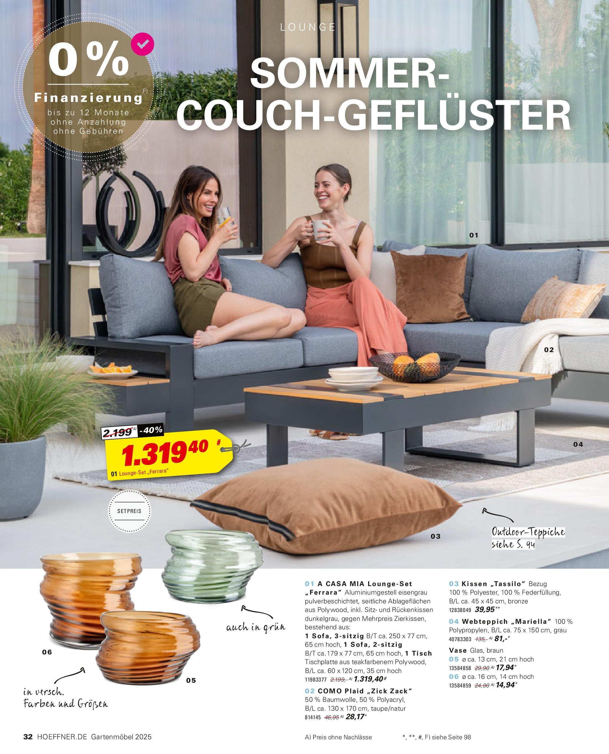 Höffner - Höffner: Möbelangebote (ab 31.01.2025) zum Blättern | Seite: 32 | Produkte: Kissen, Tisch, Gartenmöbel, Vase