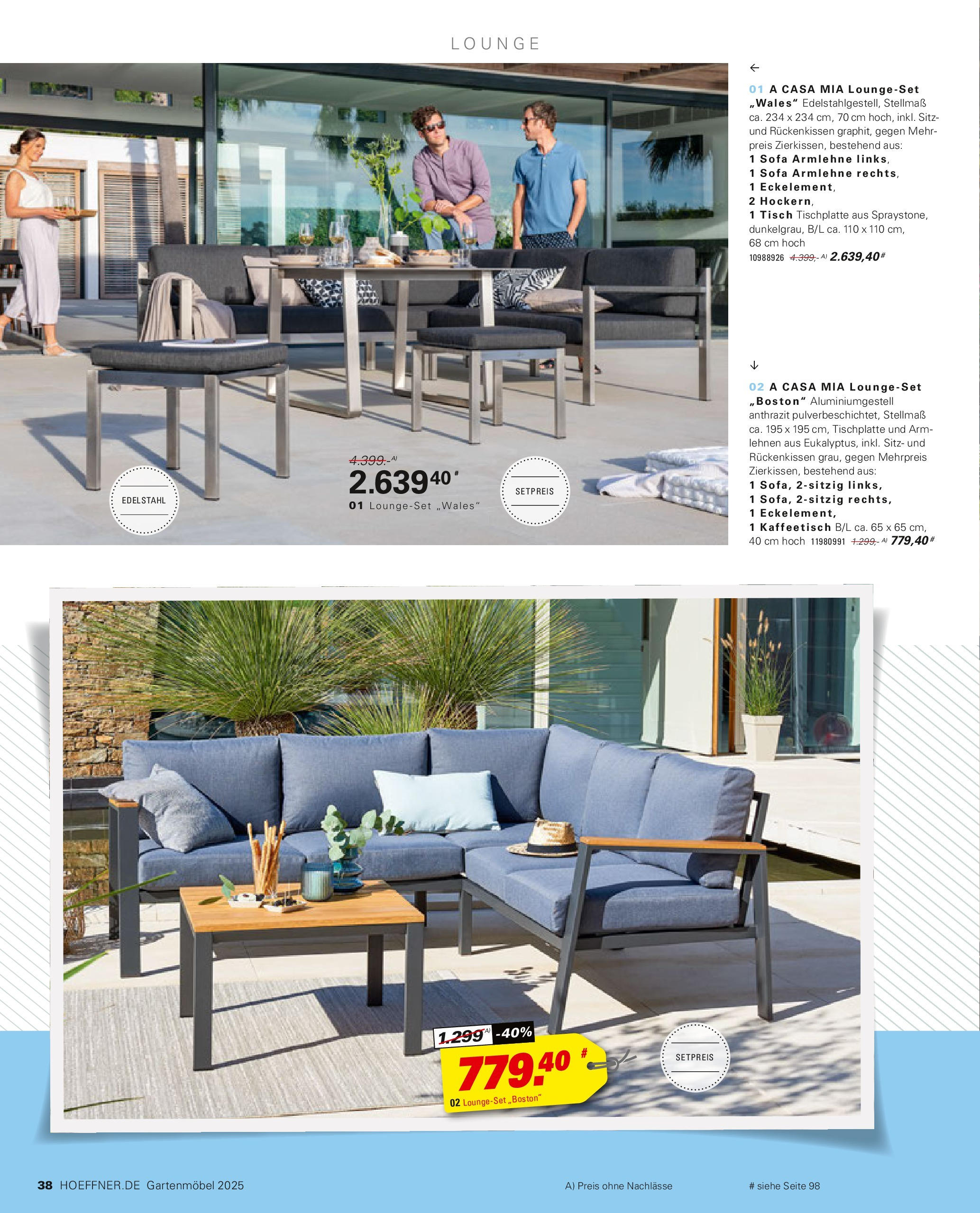 Höffner - Höffner: Möbelangebote (ab 31.01.2025) zum Blättern | Seite: 38 | Produkte: Sofa, Tisch, Gartenmöbel