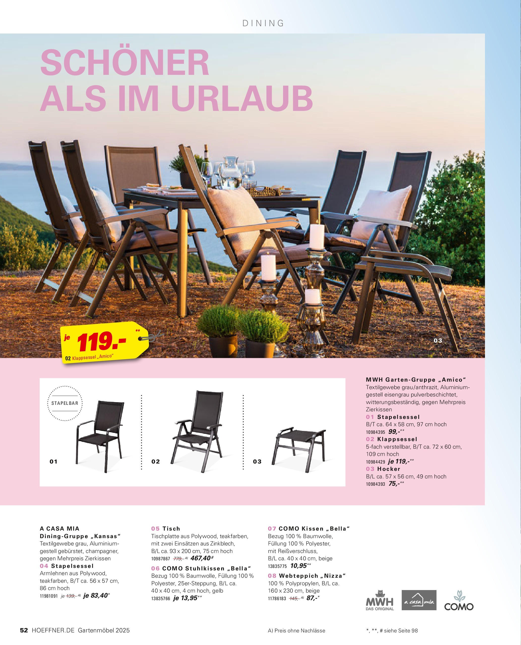 Höffner - Höffner: Möbelangebote (ab 31.01.2025) zum Blättern | Seite: 52 | Produkte: Hocker, Kissen, Tisch, Gartenmöbel