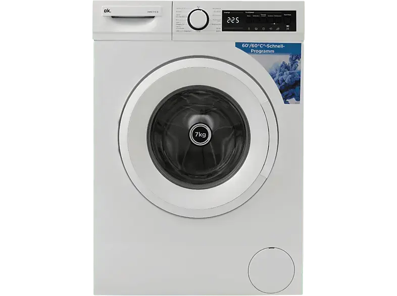 ok. OWM 7112 B Waschmaschine (7 kg, 1330 U/Min., B, 15 Programme, LED-Display, Mengenautomatik)