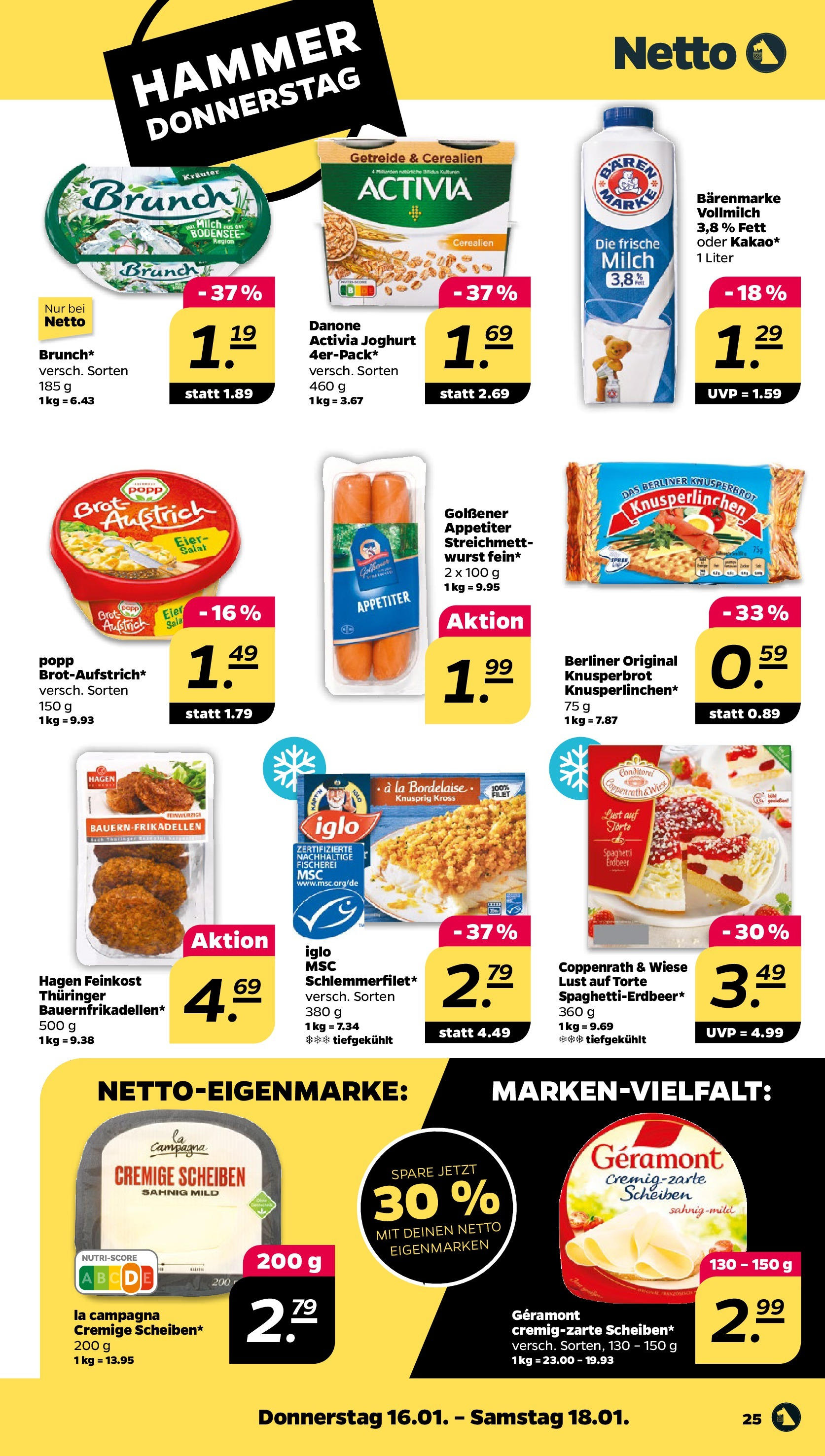 Netto Prospekt 	 ab 13.01.2025 → Angebote nächste Woche | Seite: 25 | Produkte: Eier, Iglo, Brot, Salat