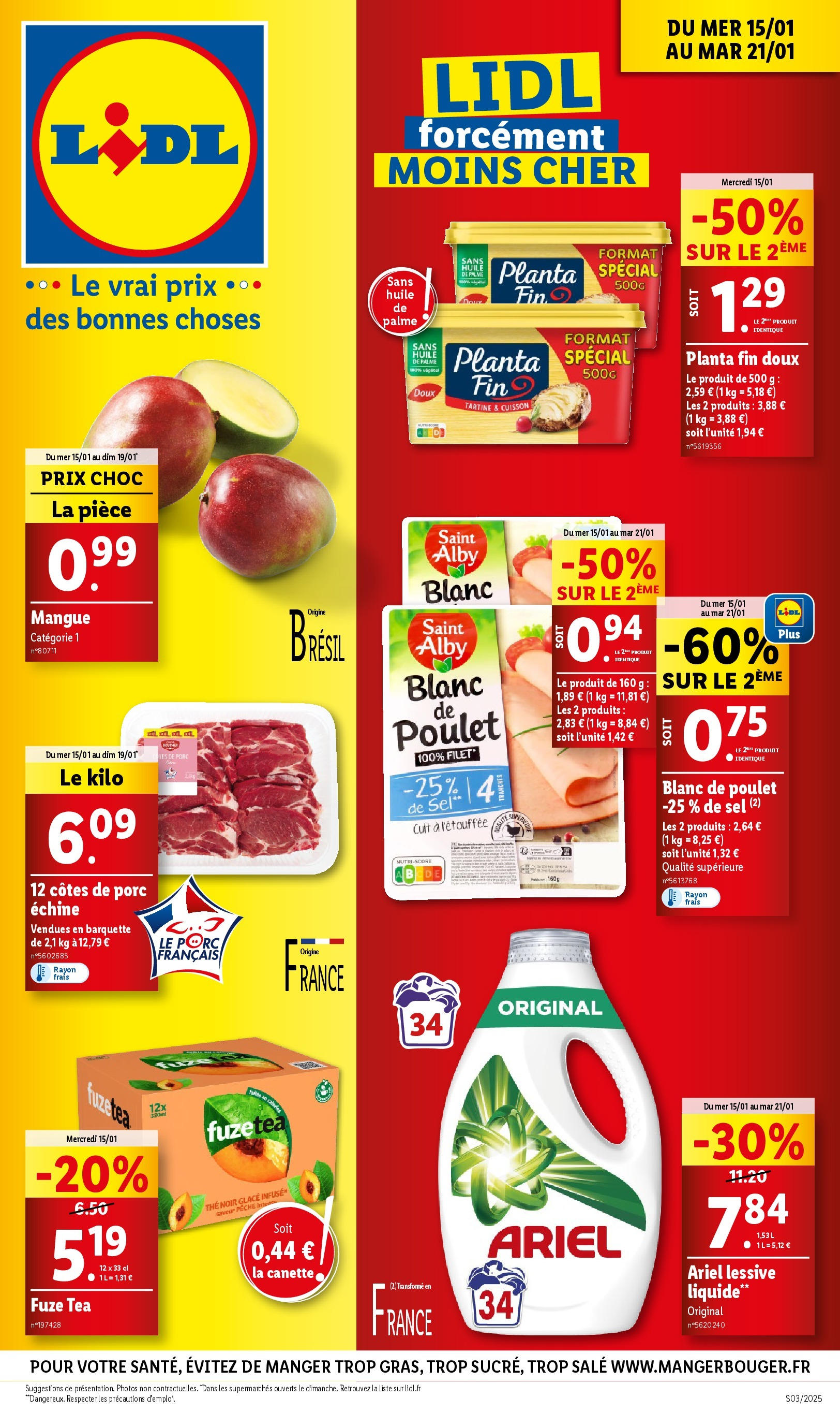 Catalogue LIDL du 14/01/2025 | Promo prospectus en ligne | Page: 1 | Produits: Ariel, Mangue, Lessive, Huile