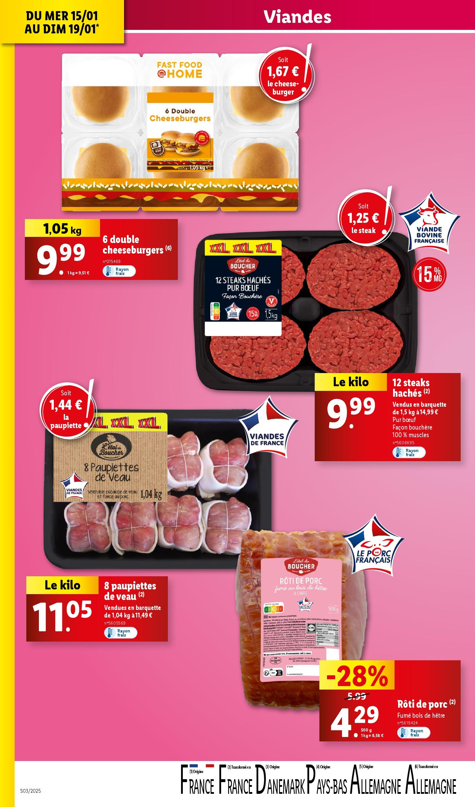 Catalogue LIDL du 14/01/2025 | Promo prospectus en ligne | Page: 6 | Produits: Paupiettes de veau, Viande, Porc, Viande bovine