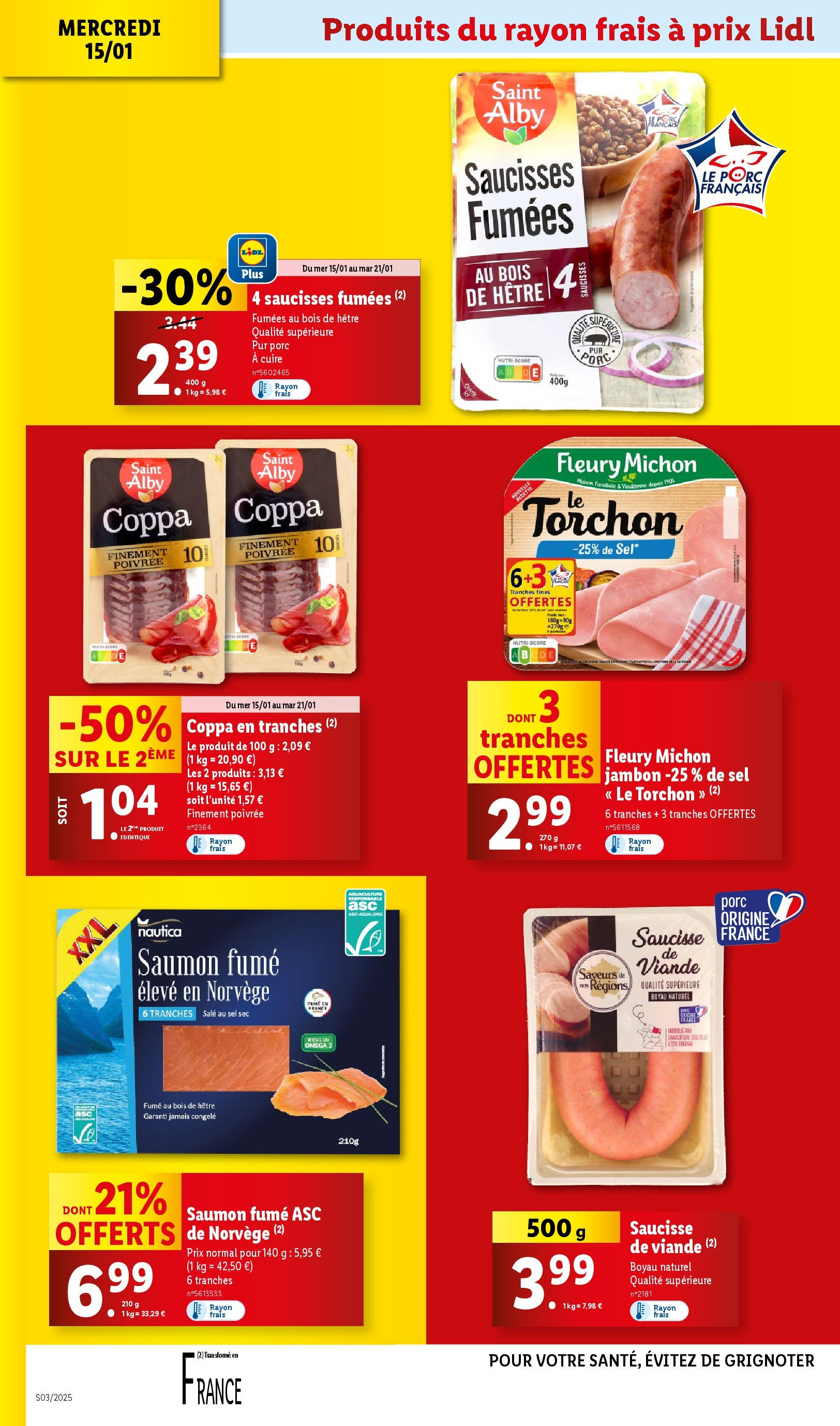 Catalogue LIDL du 14/01/2025 | Promo prospectus en ligne | Page: 10 | Produits: Torchon, Saumon fumé, Viande, Saumon