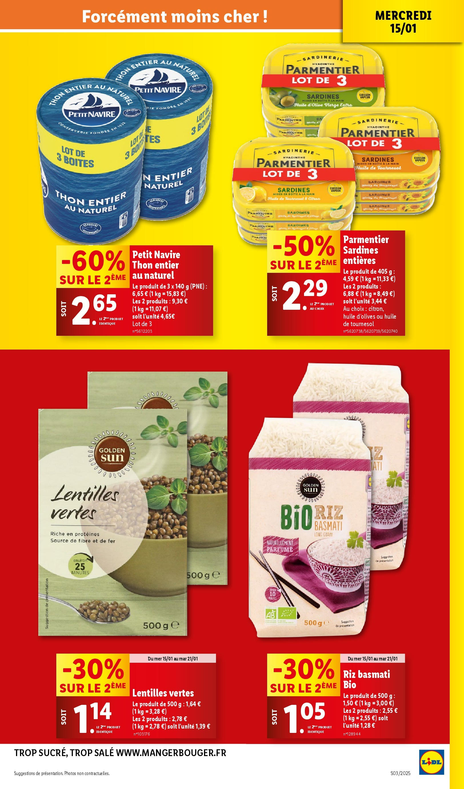 Catalogue LIDL du 14/01/2025 | Promo prospectus en ligne | Page: 19 | Produits: Riz basmati, Thon, Huile de tournesol, Huile