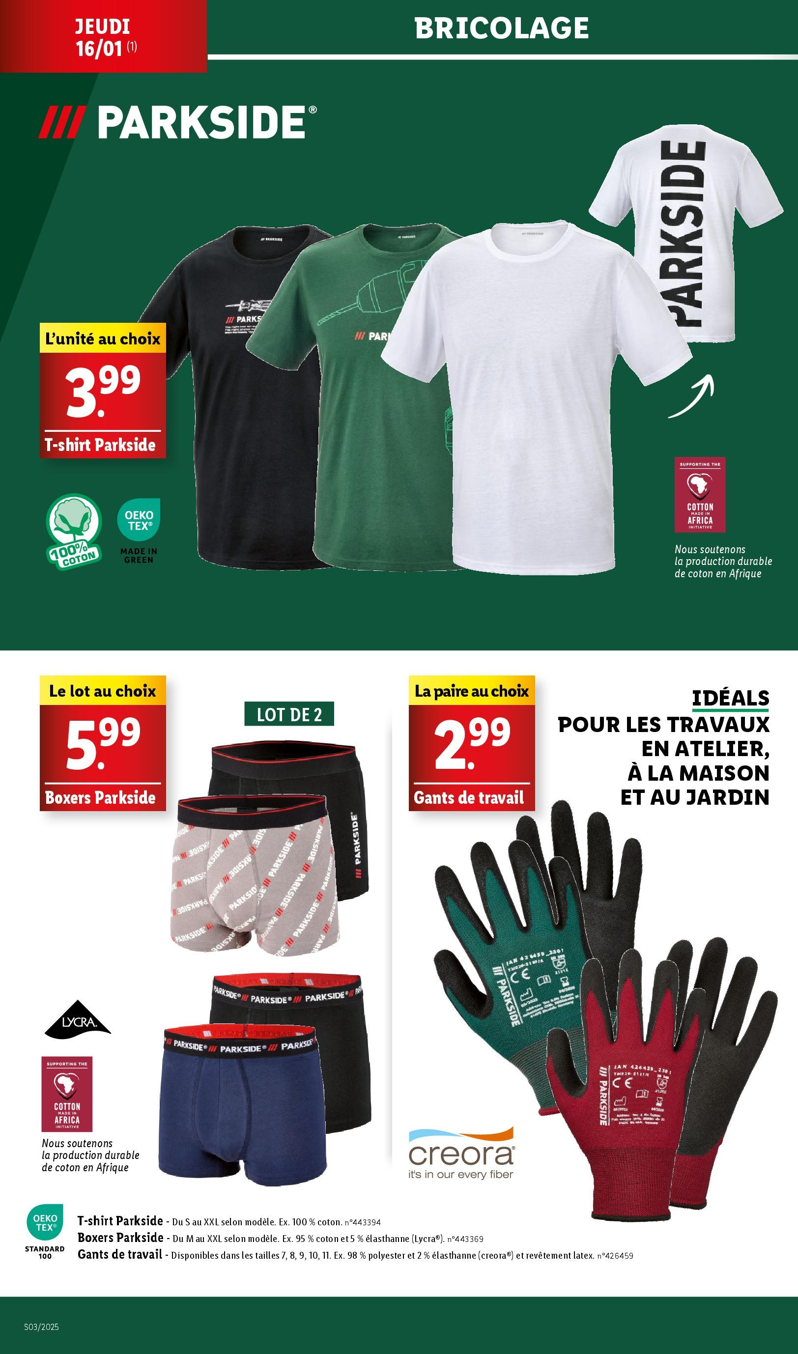 Catalogue LIDL du 14/01/2025 | Promo prospectus en ligne | Page: 44 | Produits: Coton, Thé, Gants