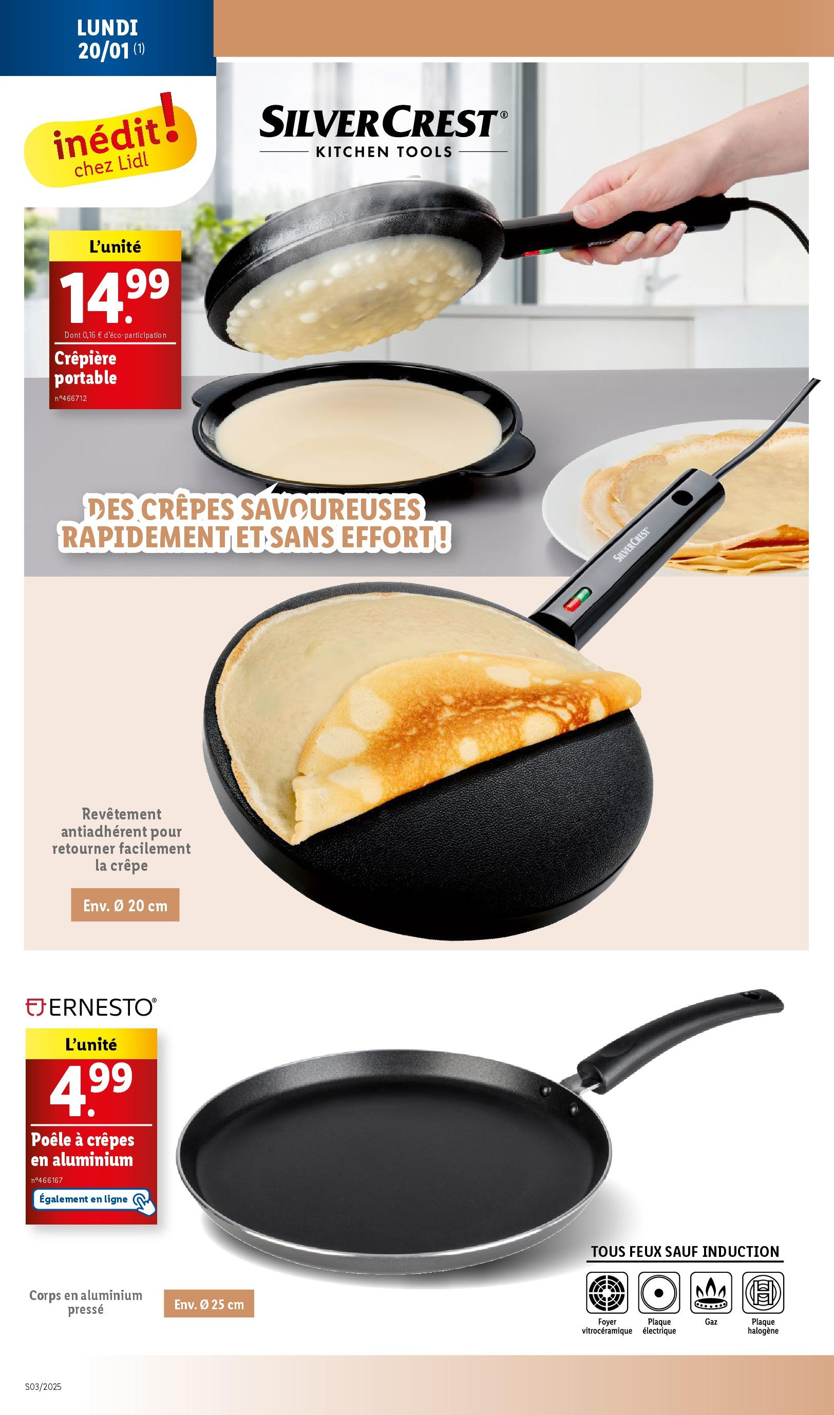 Catalogue LIDL du 14/01/2025 | Promo prospectus en ligne | Page: 62 | Produits: Poêle, Crêpière, Portable