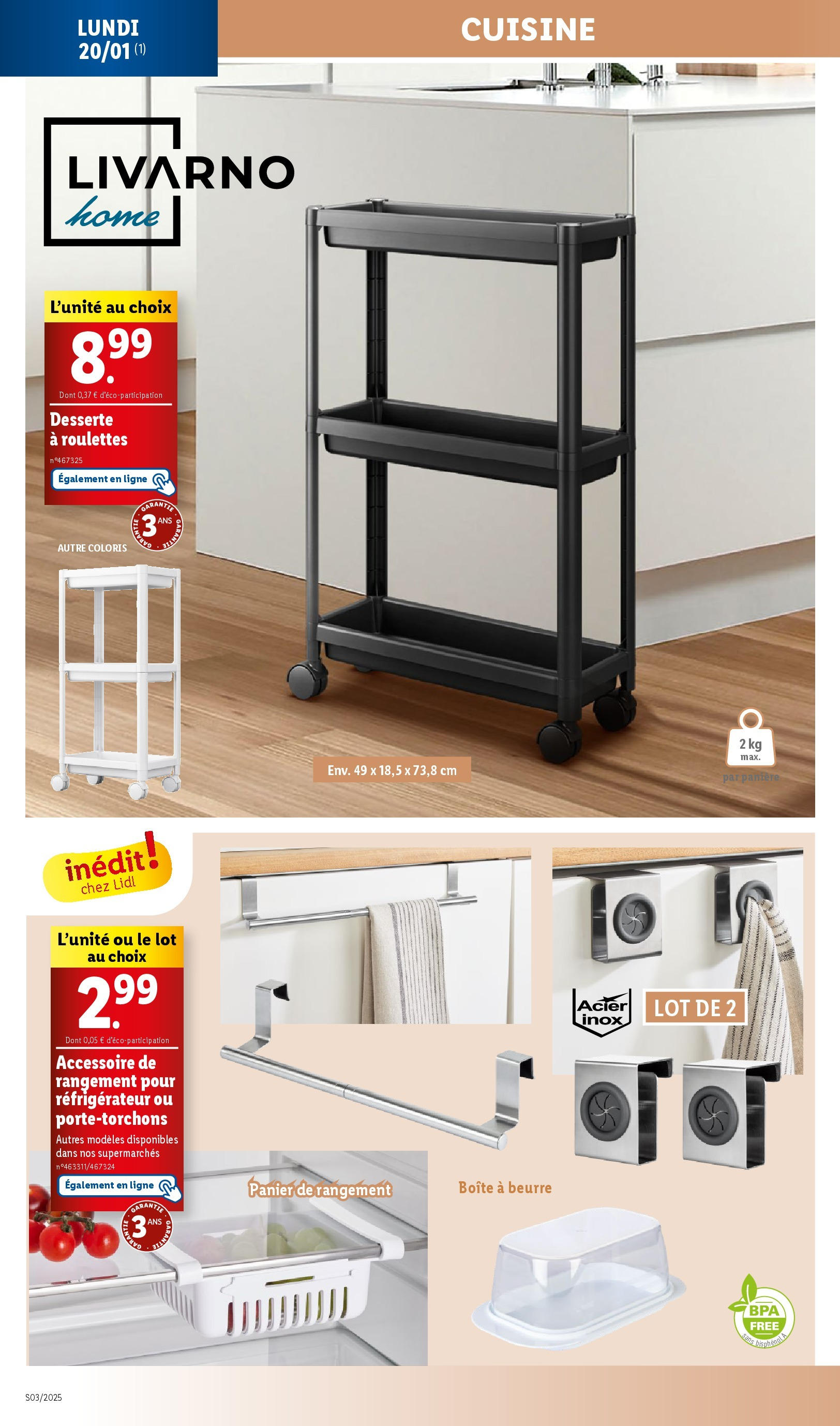 Catalogue LIDL du 14/01/2025 | Promo prospectus en ligne | Page: 70 | Produits: Réfrigérateur, Panier, Beurre