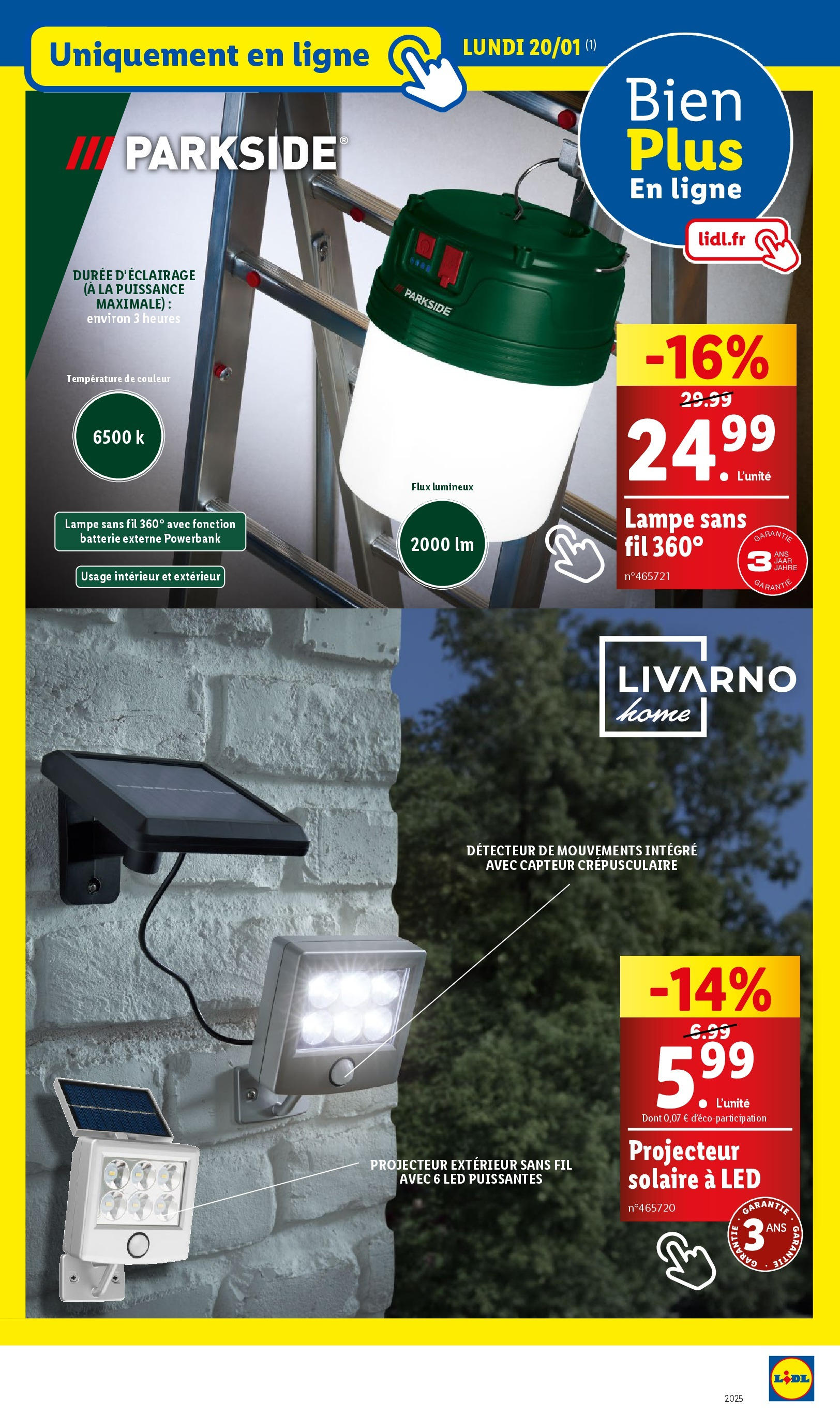 Catalogue LIDL du 14/01/2025 | Promo prospectus en ligne | Page: 81 | Produits: Batterie, Lampe, Projecteur