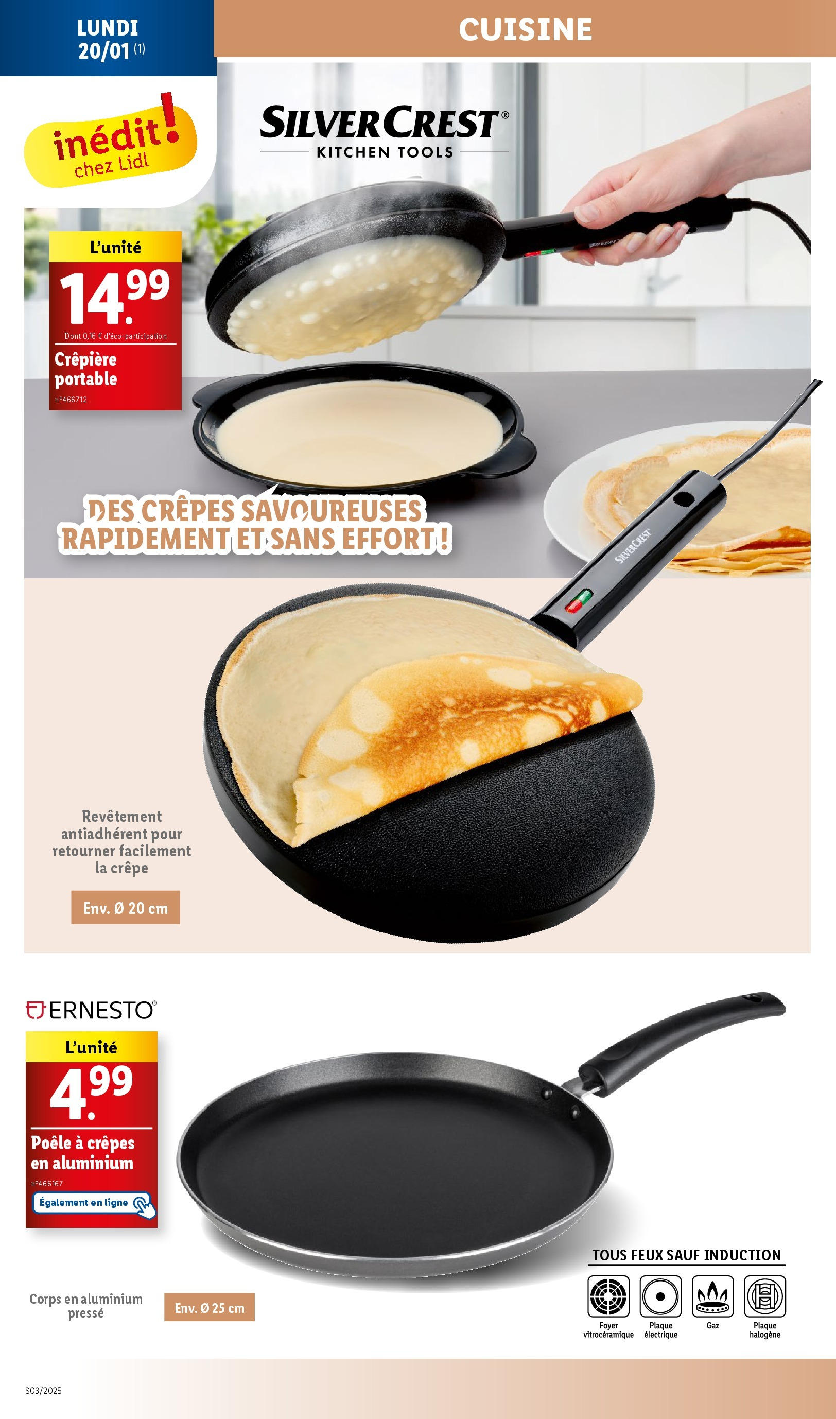 Catalogue LIDL du 15/01/2025 | Promo prospectus en ligne | Page: 24 | Produits: Poêle, Crêpière, Portable