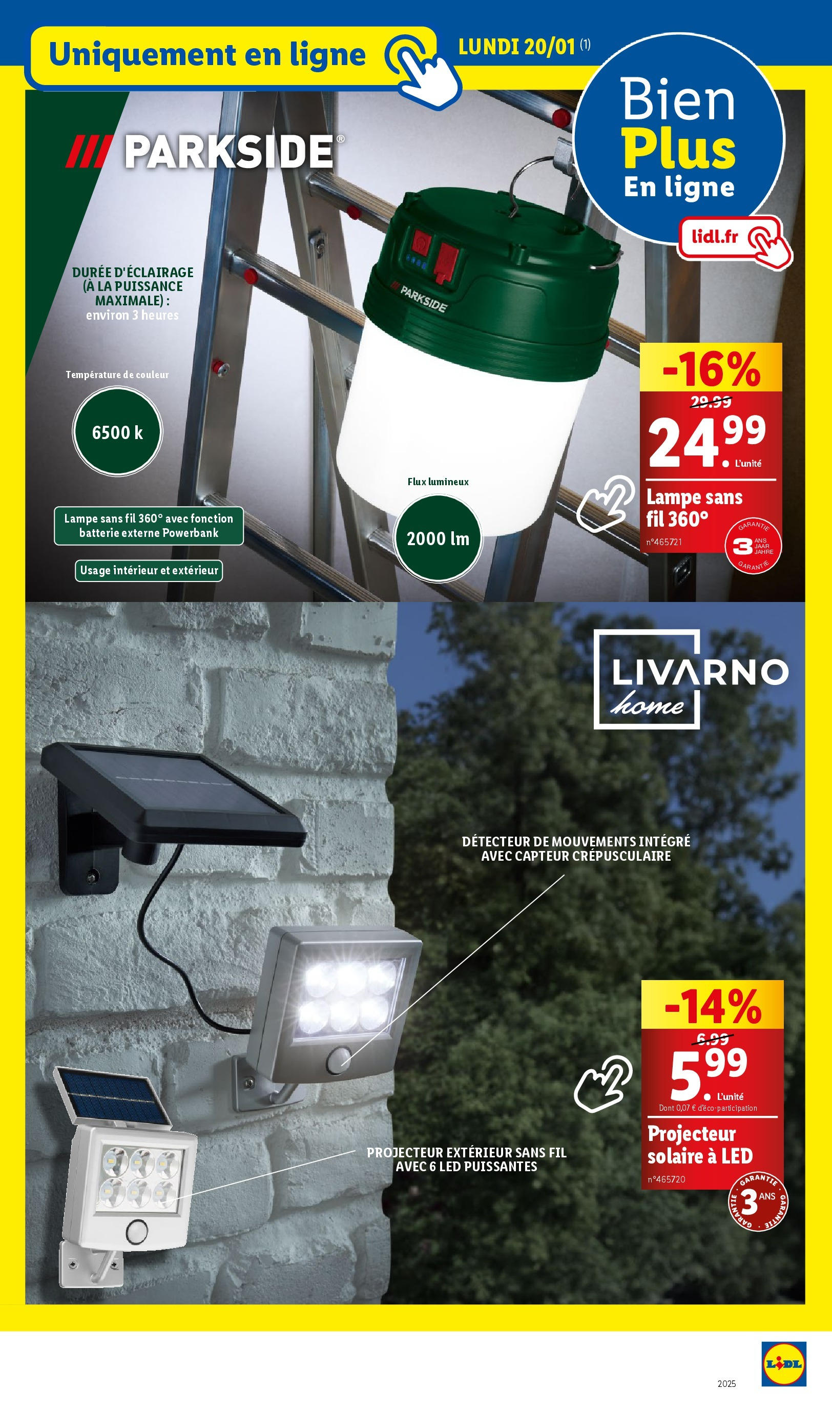 Catalogue LIDL du 15/01/2025 | Promo prospectus en ligne | Page: 43 | Produits: Batterie, Lampe, Projecteur