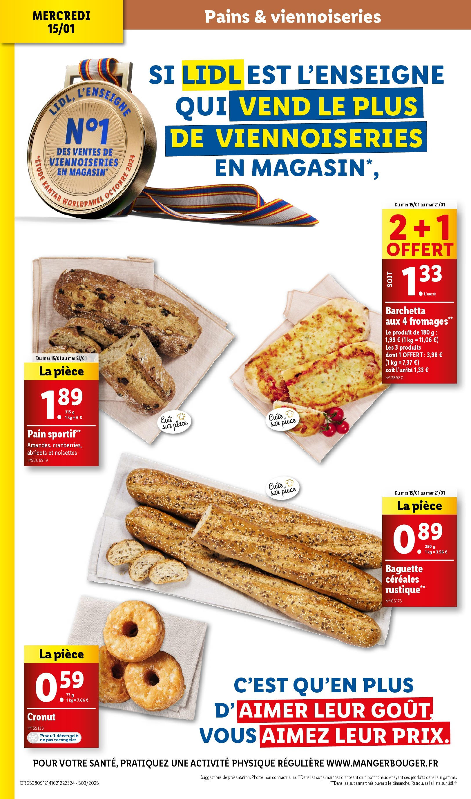 Catalogue LIDL du 14/01/2025 | Promo prospectus en ligne | Page: 4 | Produits: Noisettes, Pain sportif, Barchetta aux 4 fromages, Viennoiseries