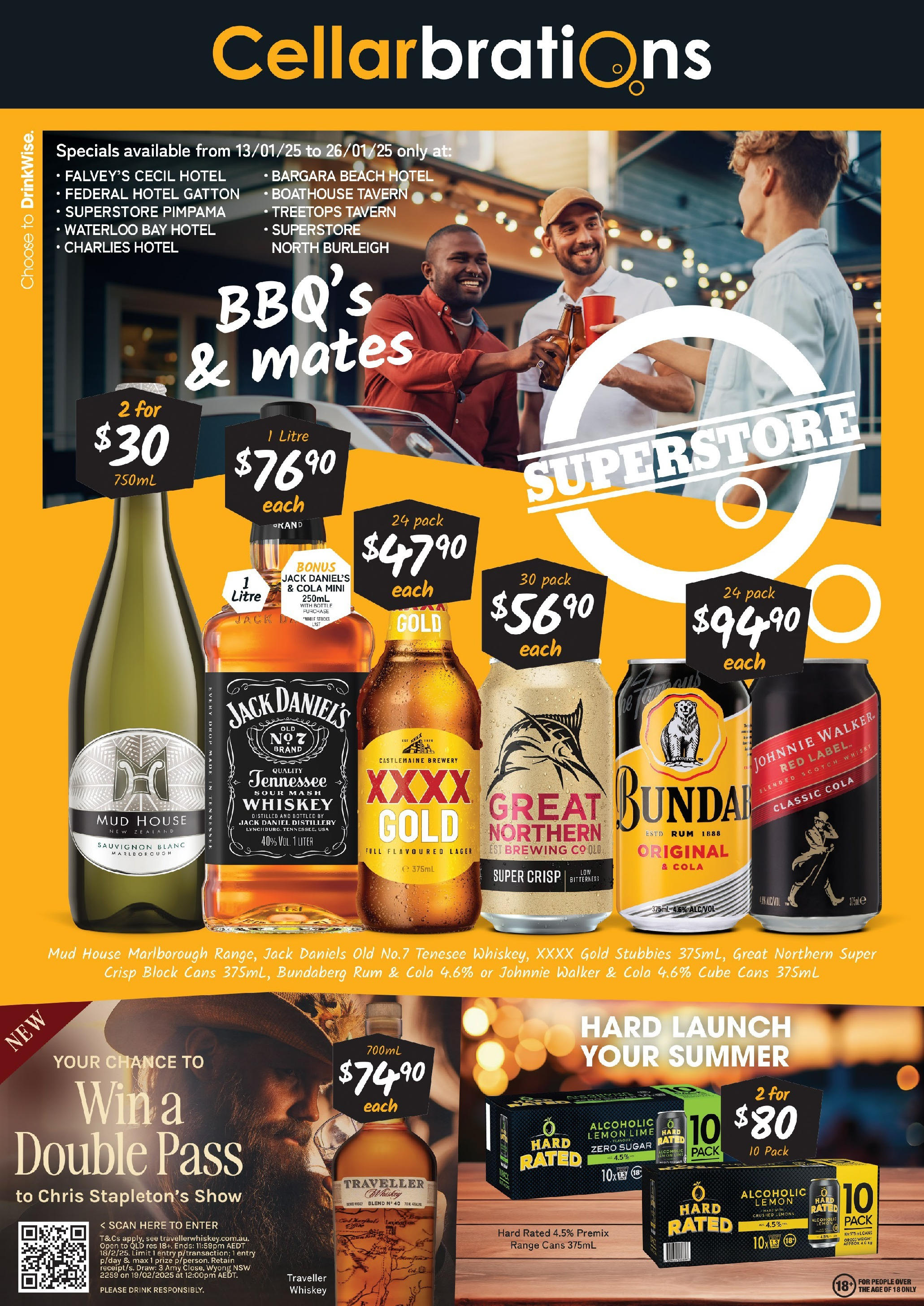 Cellarbrations - BBQ’s & Mates - QLD 13/01 - 12/01/2025 > weekly / monthly specials | Page: 1 | Products: Whiskey, Rum, Sugar, Scotch