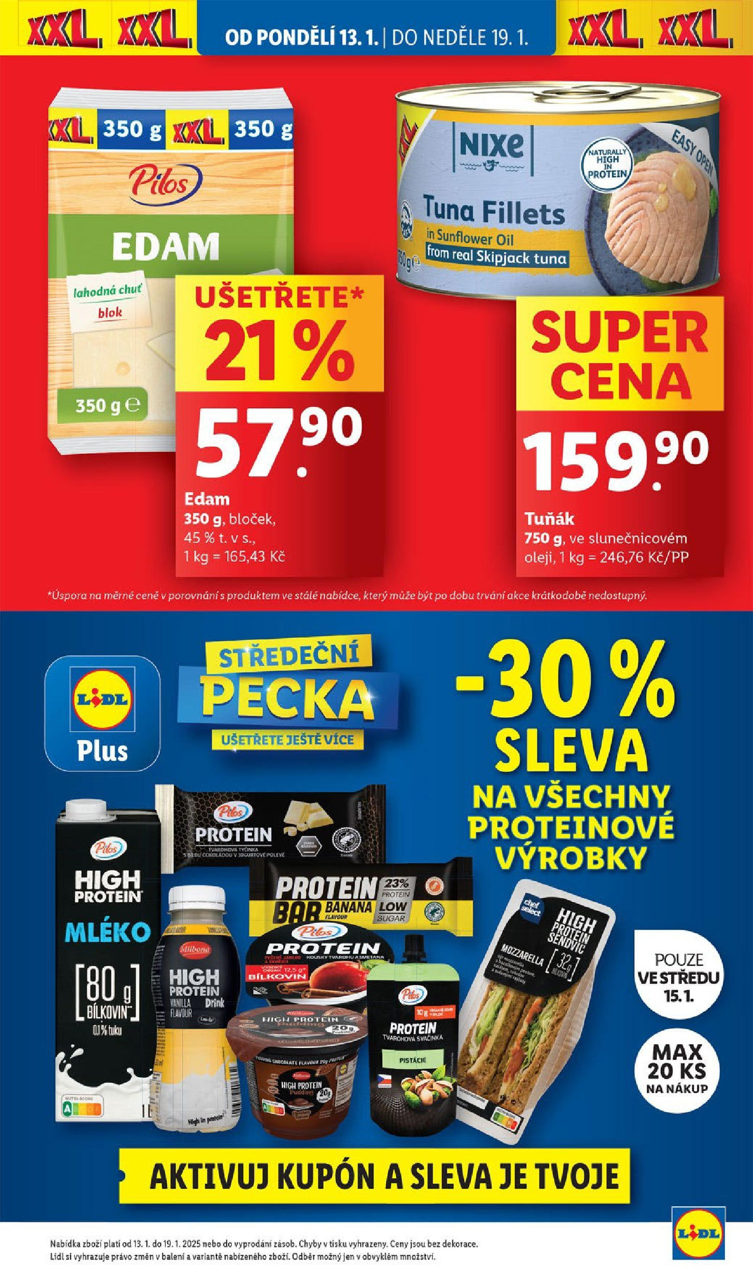 Lidl leták od 14.01.2025 - Nový akční leták | Strana: 3 | Produkty: Tuňák, Mléko, Pistácie, Mozzarella