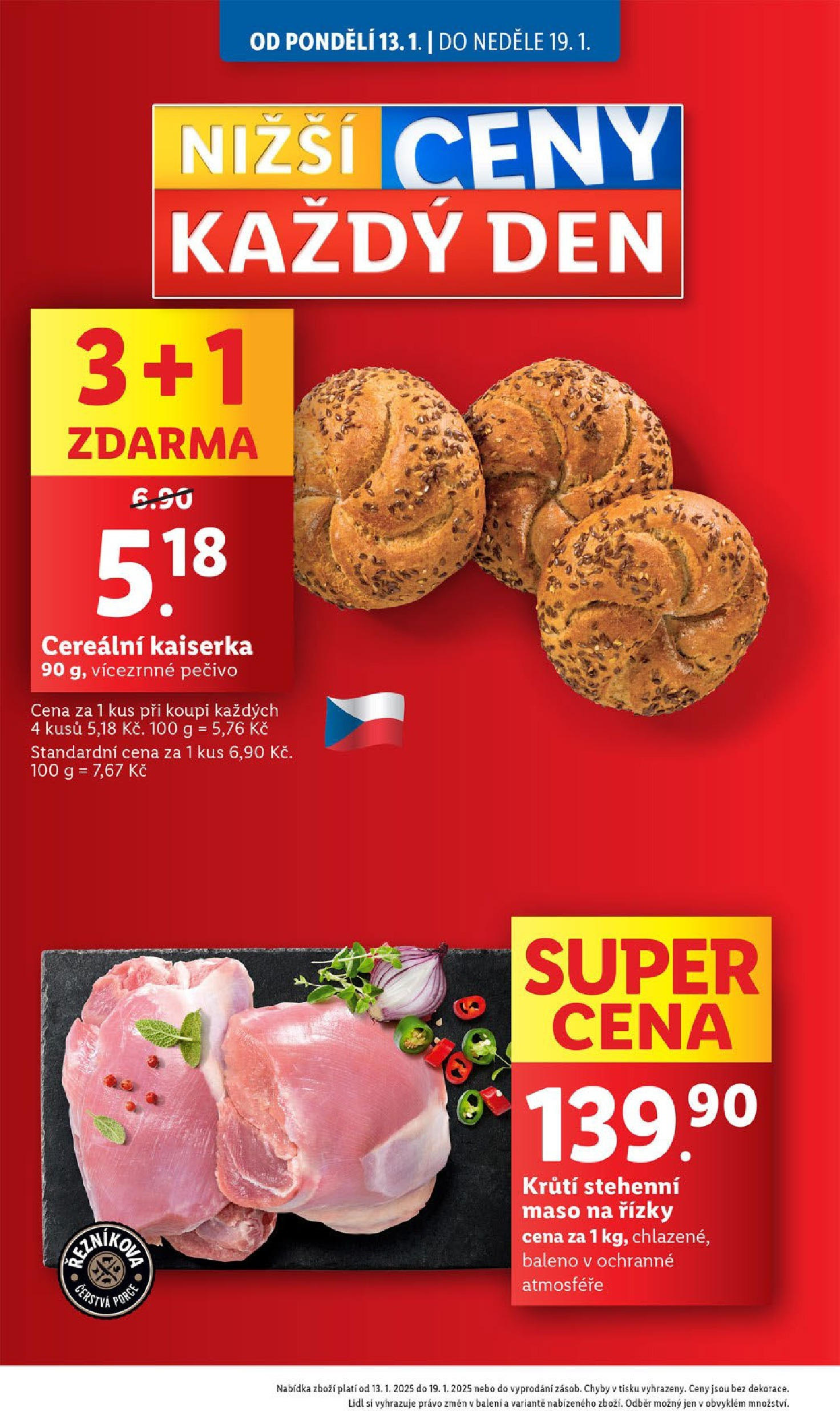 Lidl leták od 14.01.2025 - Nový akční leták | Strana: 4 | Produkty: Kaiserka, Pečivo, Maso