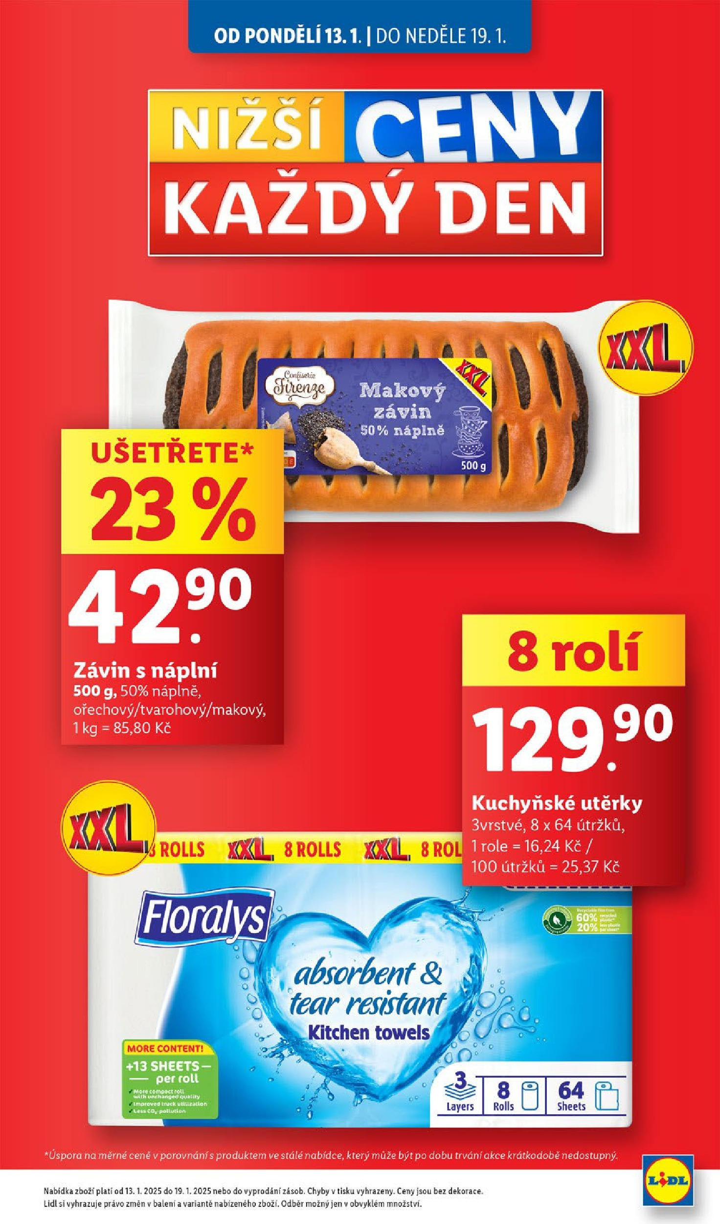 Lidl leták od 14.01.2025 - Nový akční leták | Strana: 9 | Produkty: Makový závin, Kuchyňské utěrky, Utěrky