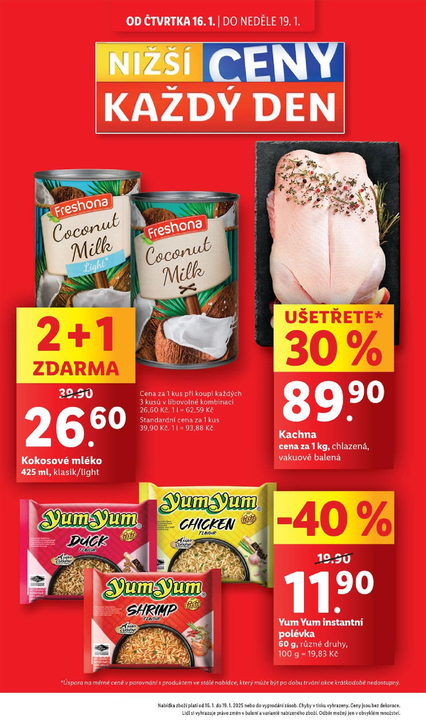 Lidl leták od 14.01.2025 - Nový akční leták | Strana: 2 | Produkty: Kokosové mléko, Mléko, Yum Yum, Kachna