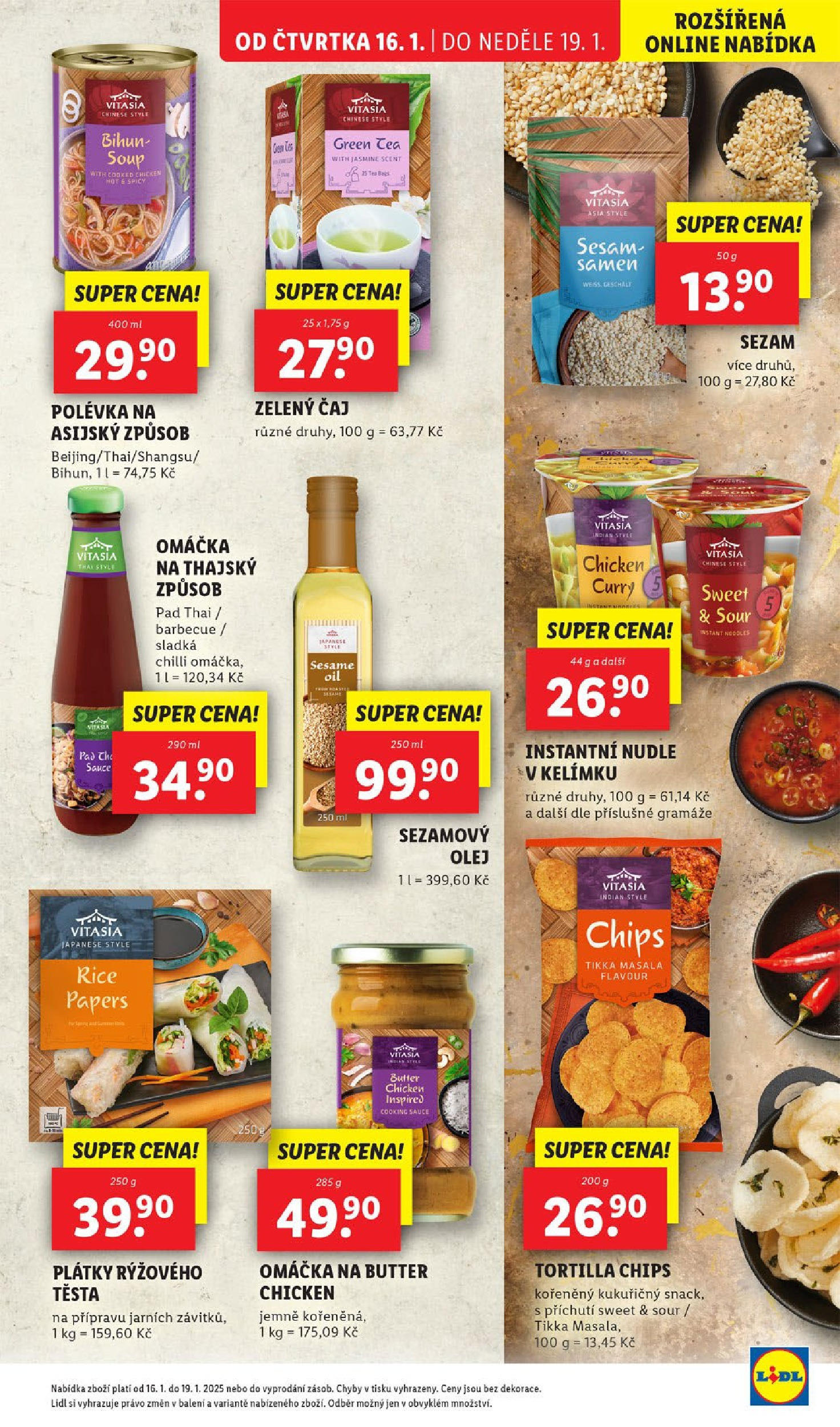 Lidl leták od 14.01.2025 - Nový akční leták | Strana: 25 | Produkty: Olej, Zelený čaj, Butter chicken, Nudle