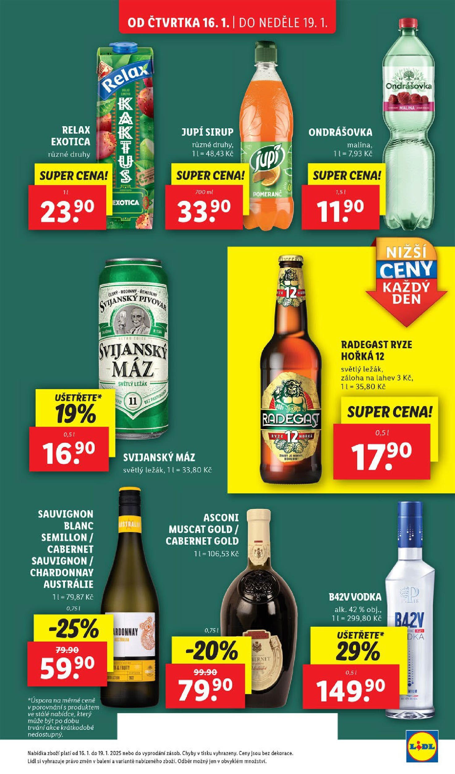 Lidl leták od 14.01.2025 - Nový akční leták | Strana: 31 | Produkty: Ondrášovka, Radegast Ryze Hořká 12, Vodka, Jupí