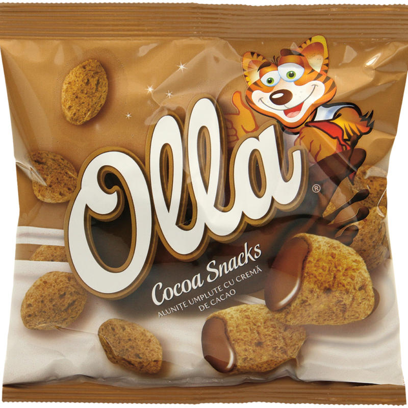 OLLA SNACKS - Knusprige kakaohaltige Getreidekissen mit 50% Kakaocreme mit Zusatz von Vitaminen